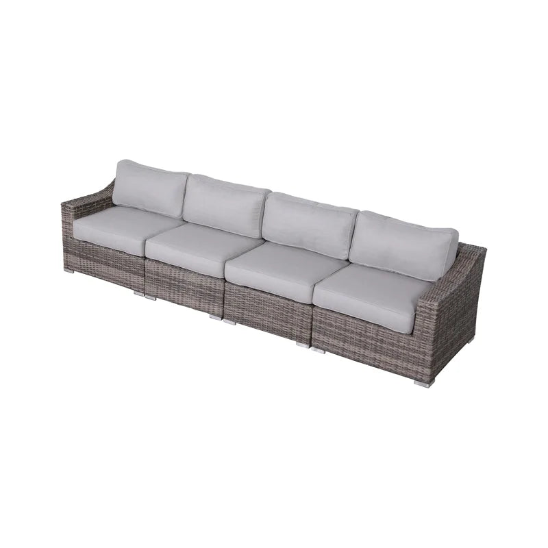 4-Piece Rattan Sectional Seating Set with Cushions