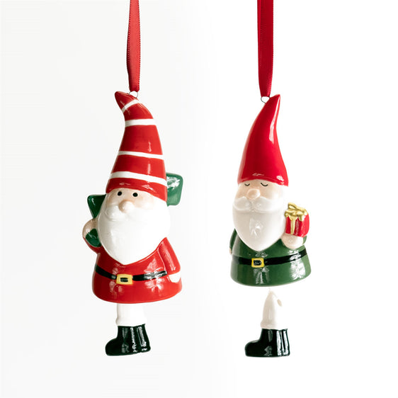 Modern-Ceramic-Santa-Ornament-with-Present-Accent-(set-of-6)-Red-Ornaments