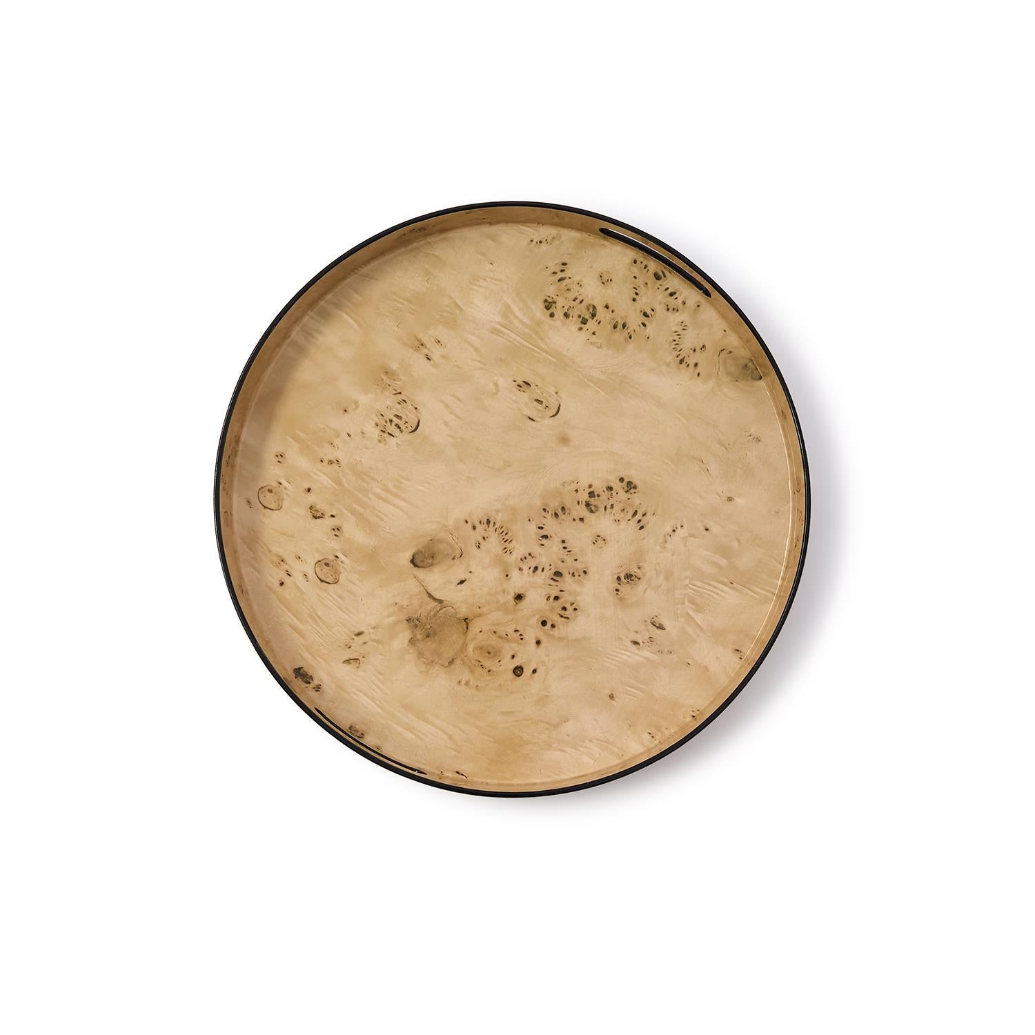 Burled Wood Pattern Round Tray, Set of 3