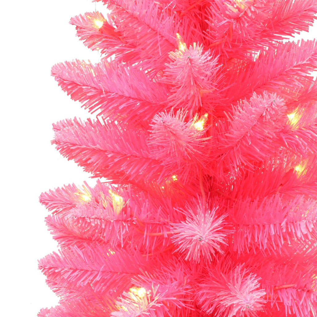 3 ft Pre-lit Fashion Pink Artificial Christmas Tree with Clear Lights & Burlap Sack Base