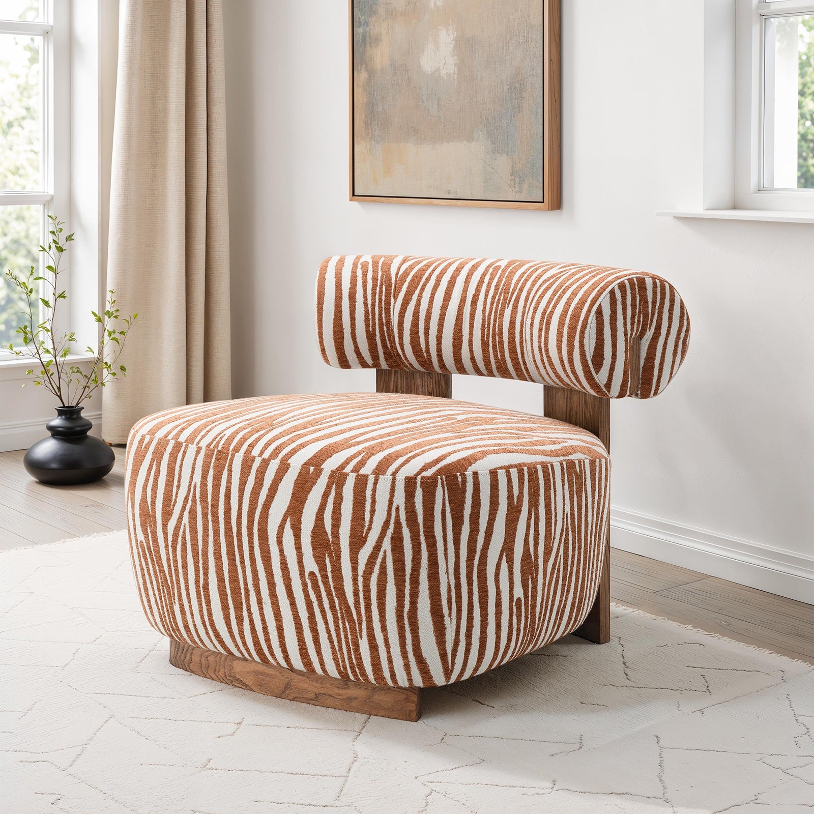 Avril Modern Zebra Stripe Accent Chair