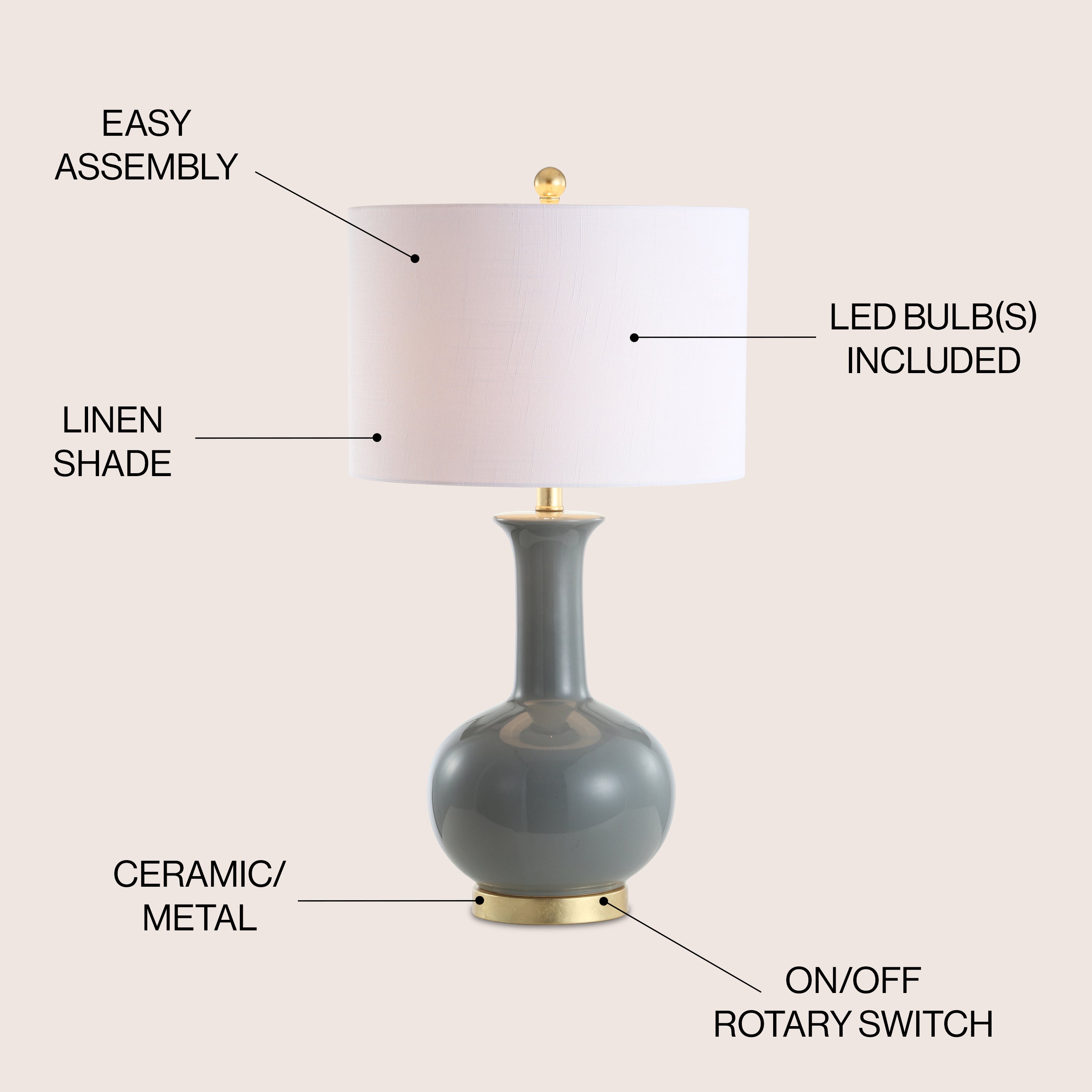 Brussels Ceramic/Metal LED Table Lamp