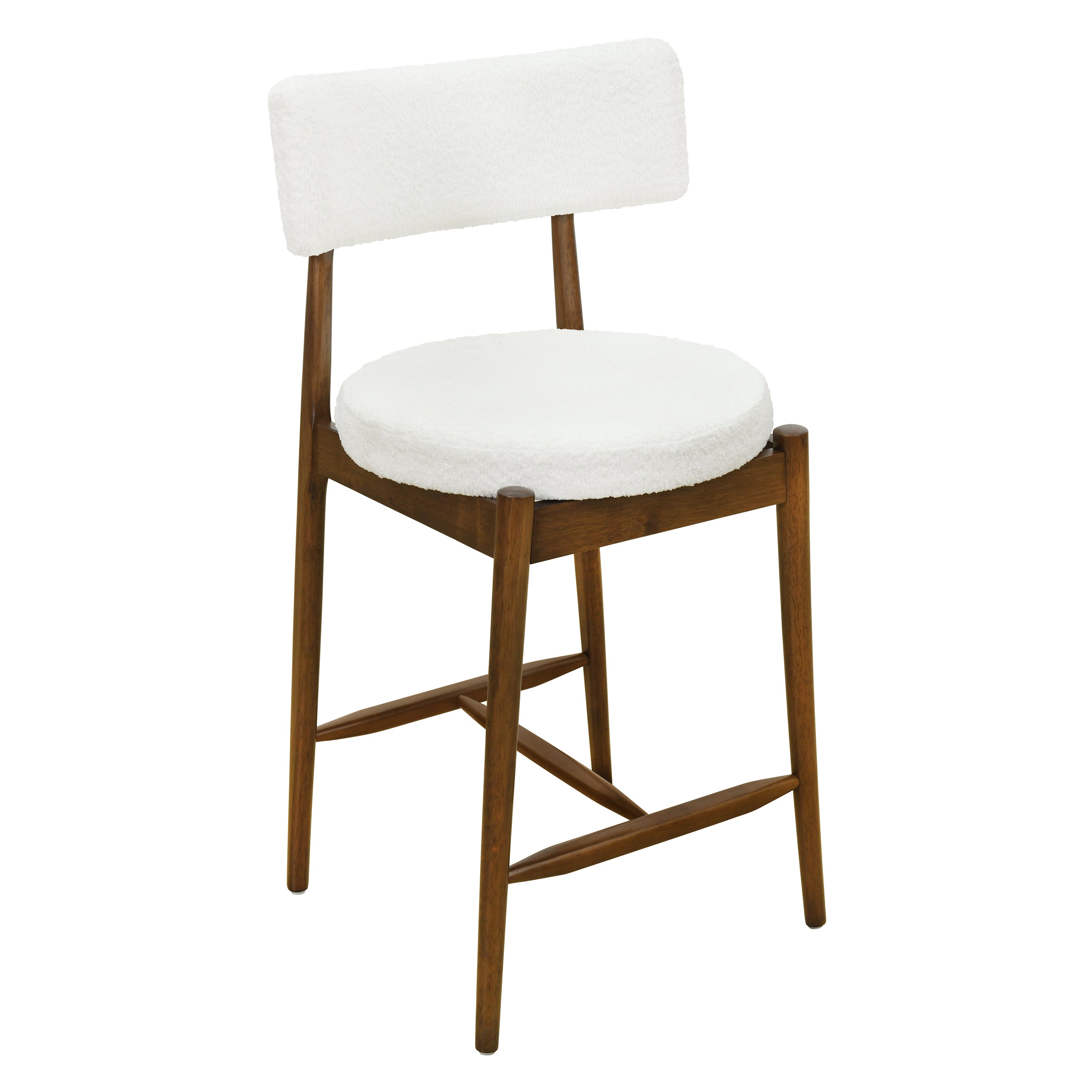 Harveston Mid Century Modern Boucle Upholstered Counter Stools, Set of 2