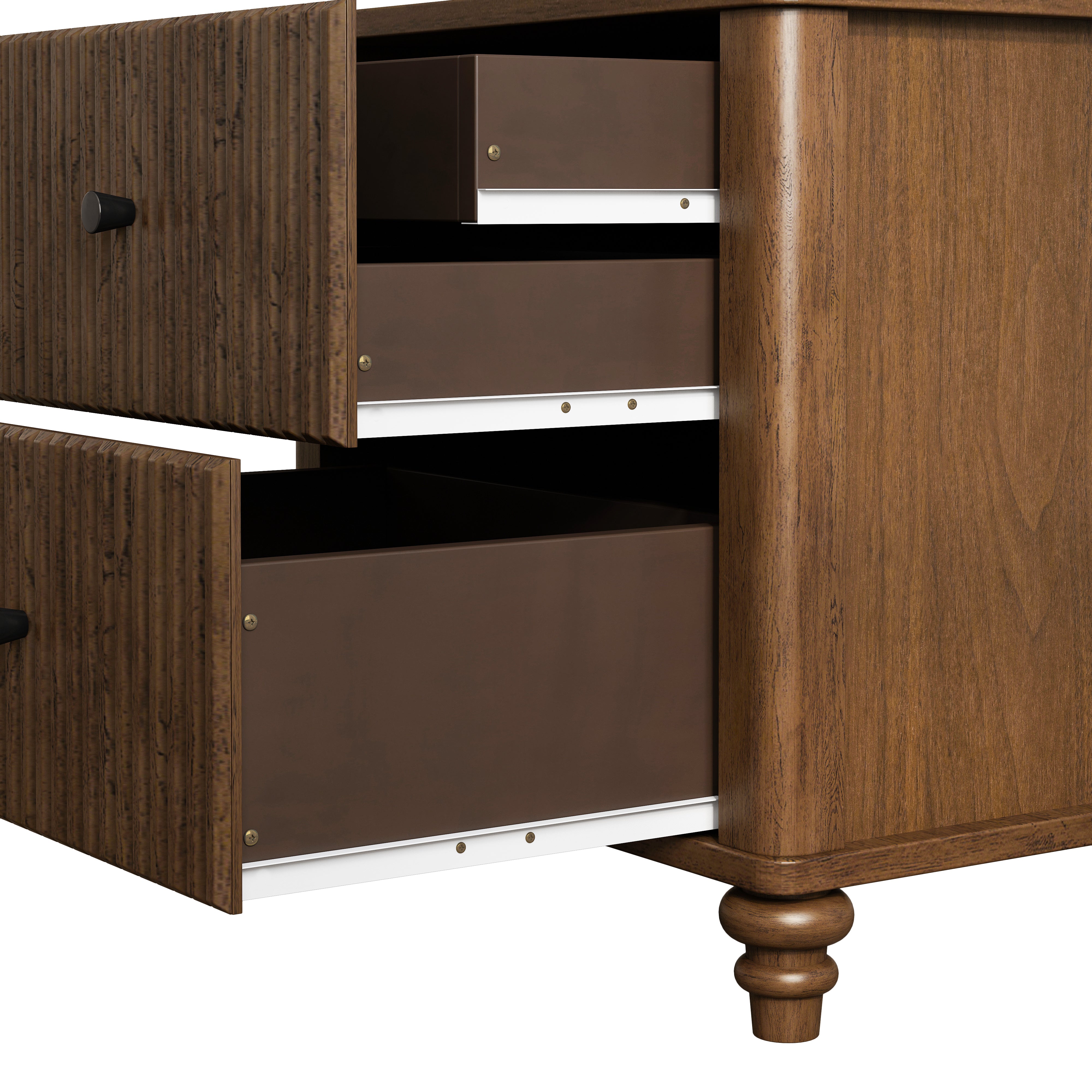 Fluted Nightstand with 3 Drawers