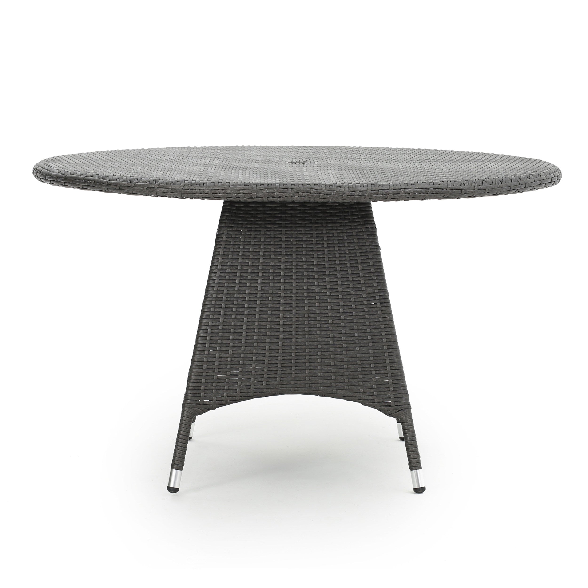 Corsica Round Dining Table, Brown Wicker With Powder Coated Iron Frame