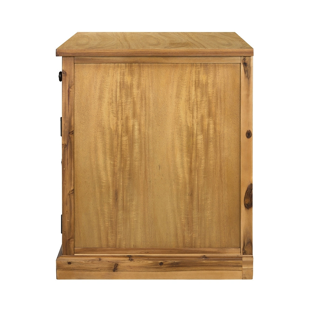 Wooden Desk with Glass Door and 2 Drawers