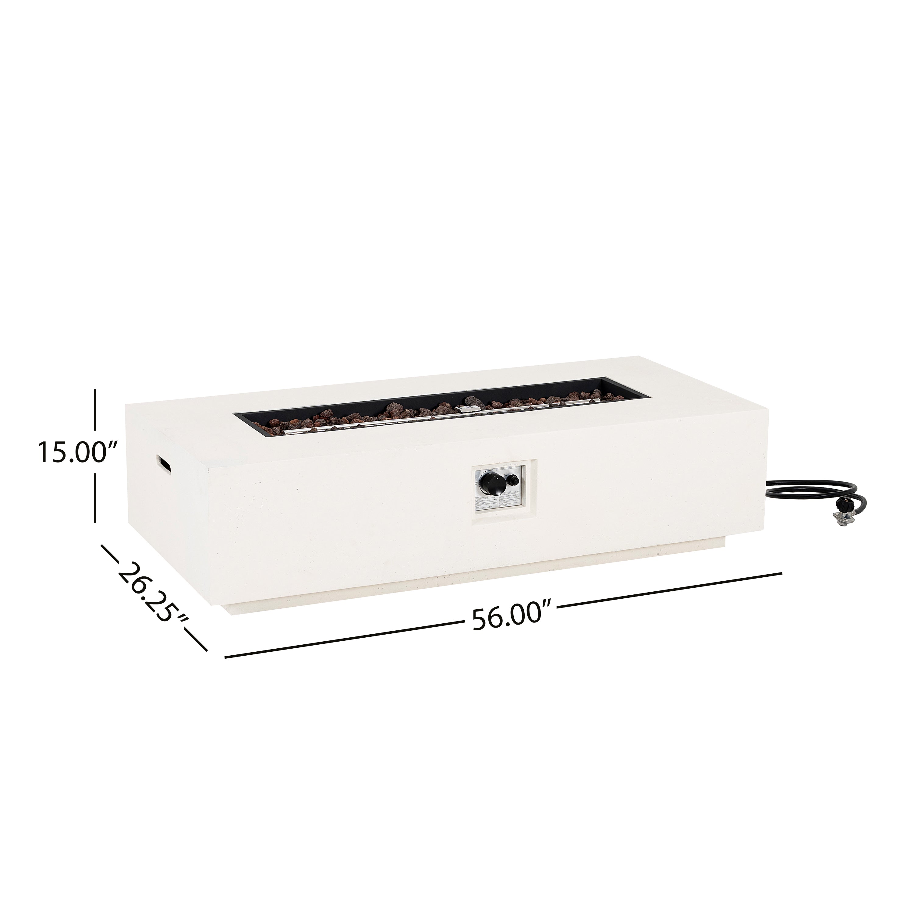 Outdoor 56" Rectangular 50,000 BTU Fire Pit, Tank Cover Not Included
