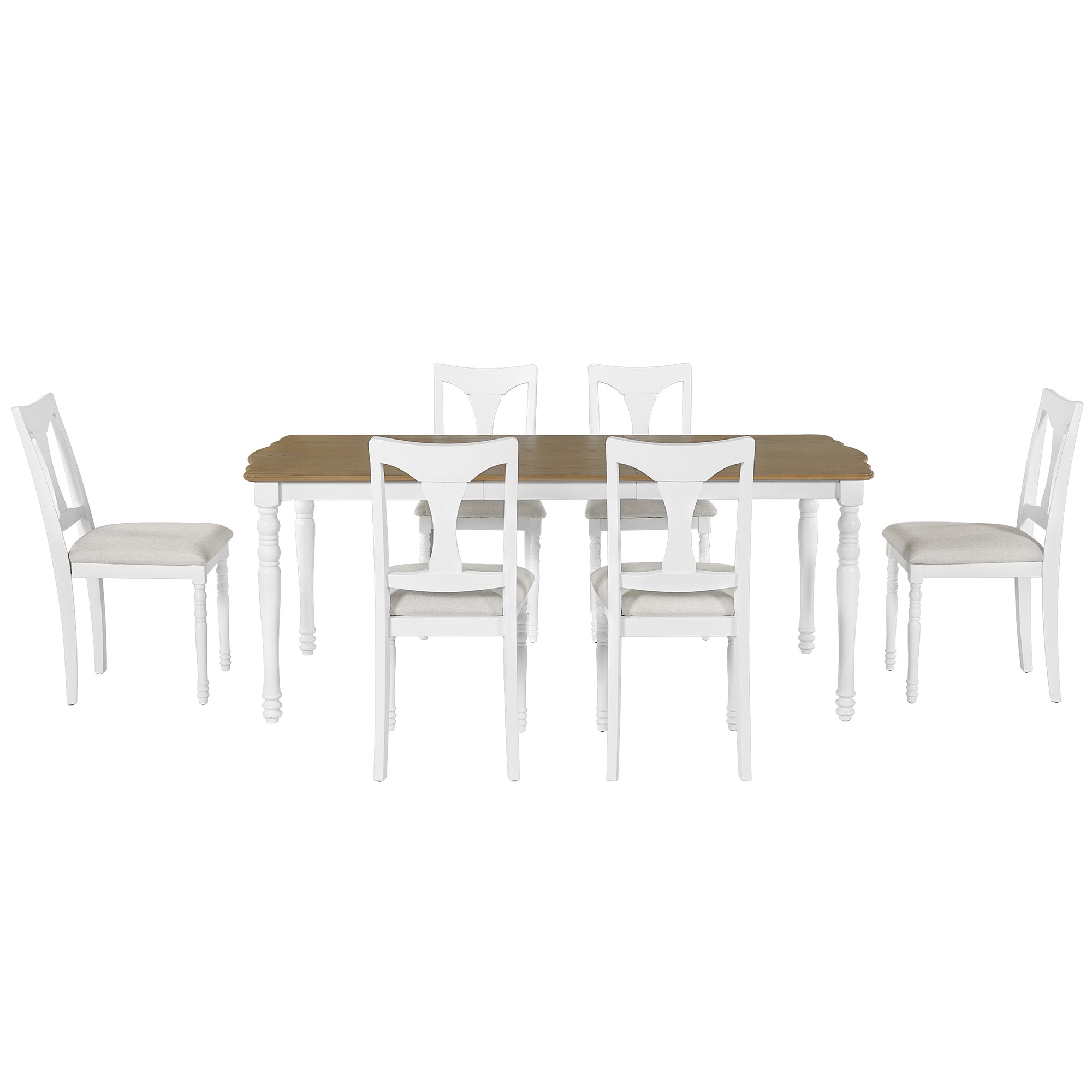Rustic Farmhouse 7 Piece Dining Set with Turned Leg Extendable Dining Table