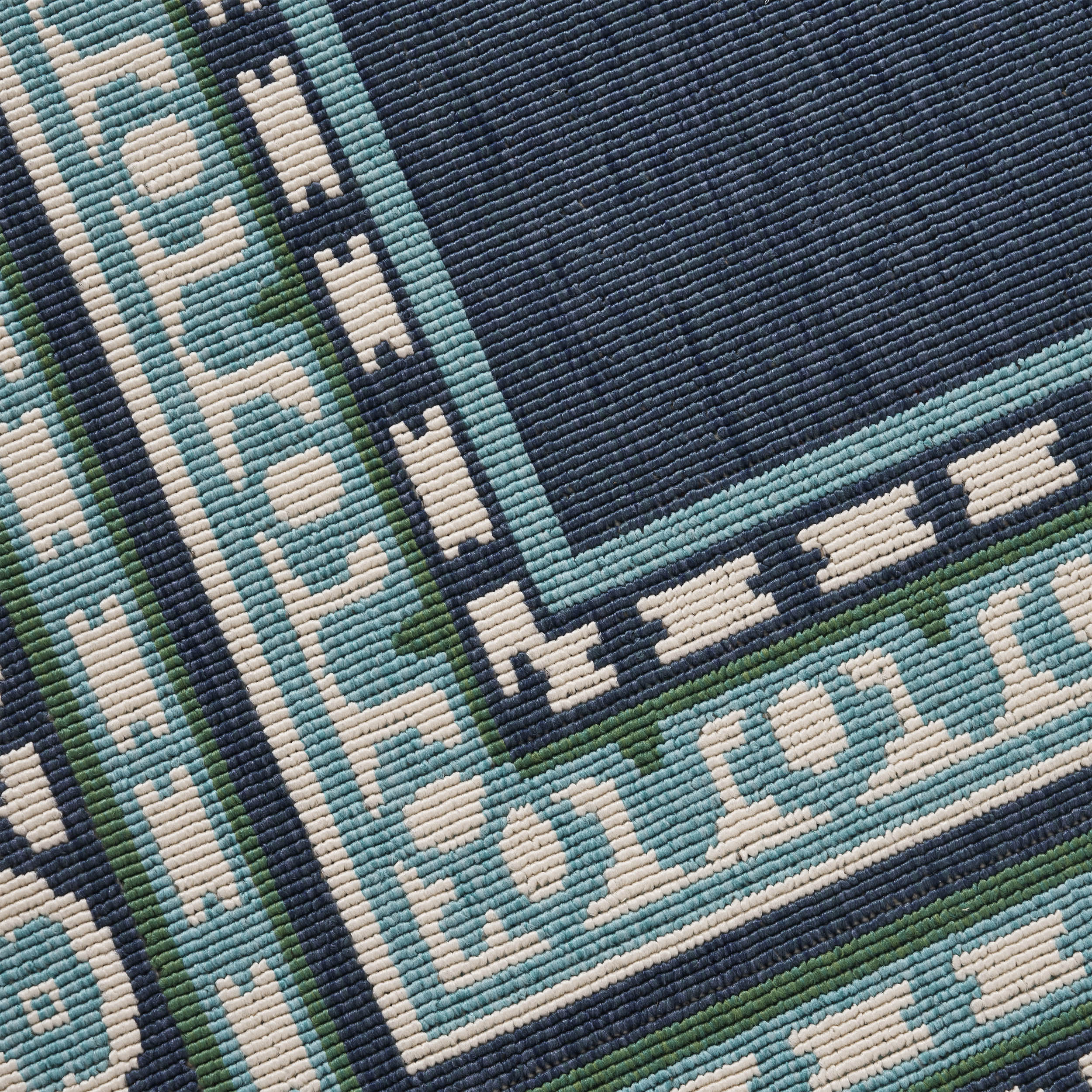 110"x79" Outdoor Rug with Rectangle Shape and Geometric Border Design