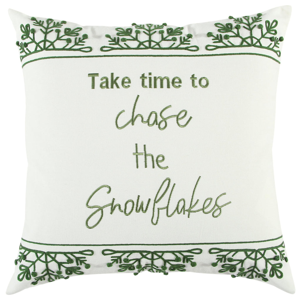 Embroidered Cotton Sentiment Pillow Cover