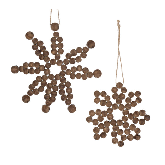 Wood-Bead-Snowflake-Ornament,-Set-of-12-Ornaments