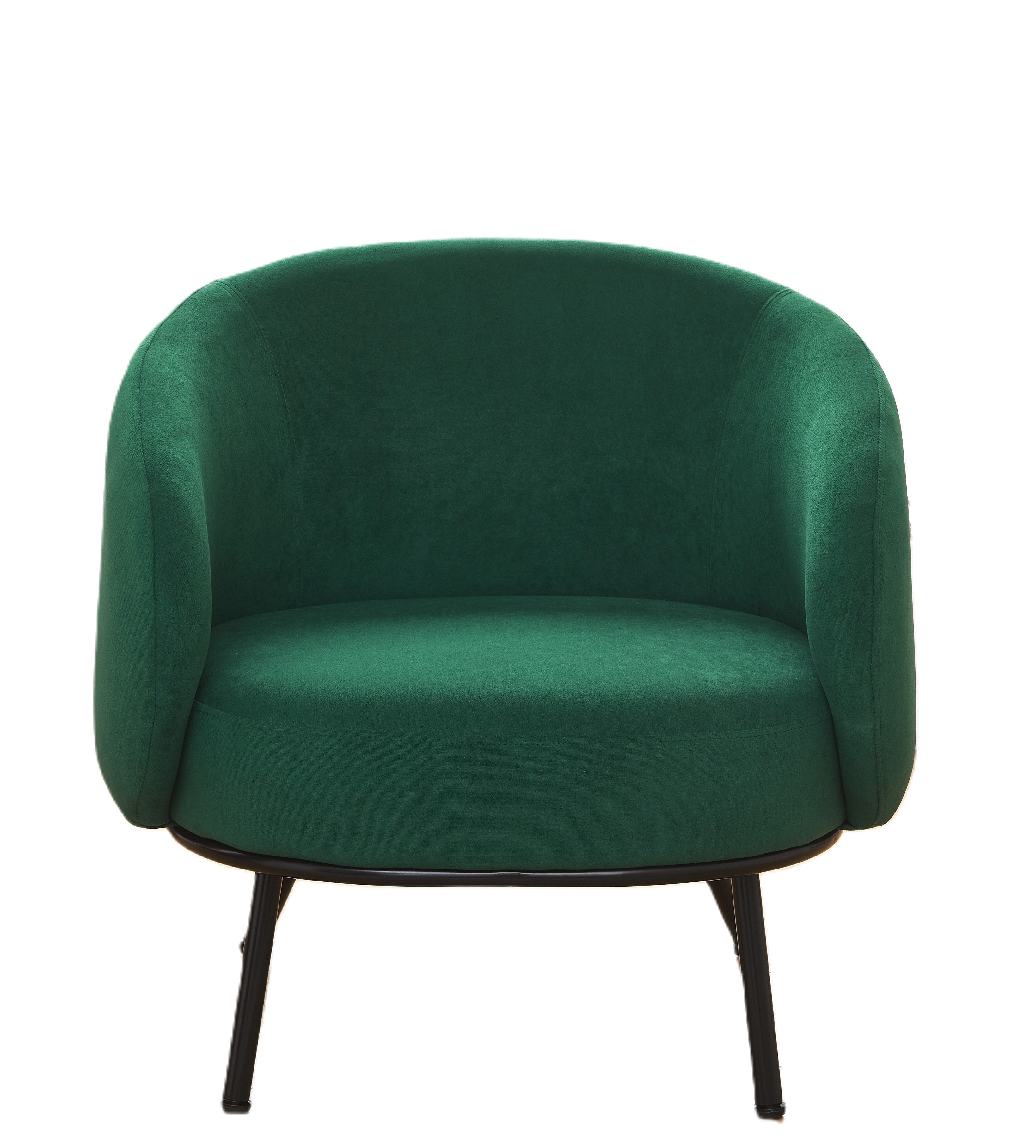 Mid-Century Modern Velvet Accent Chair, Upholstered Barrel Armchair with Metal Legs, Comfy Single Sofa Chair for Living Room Bedroom