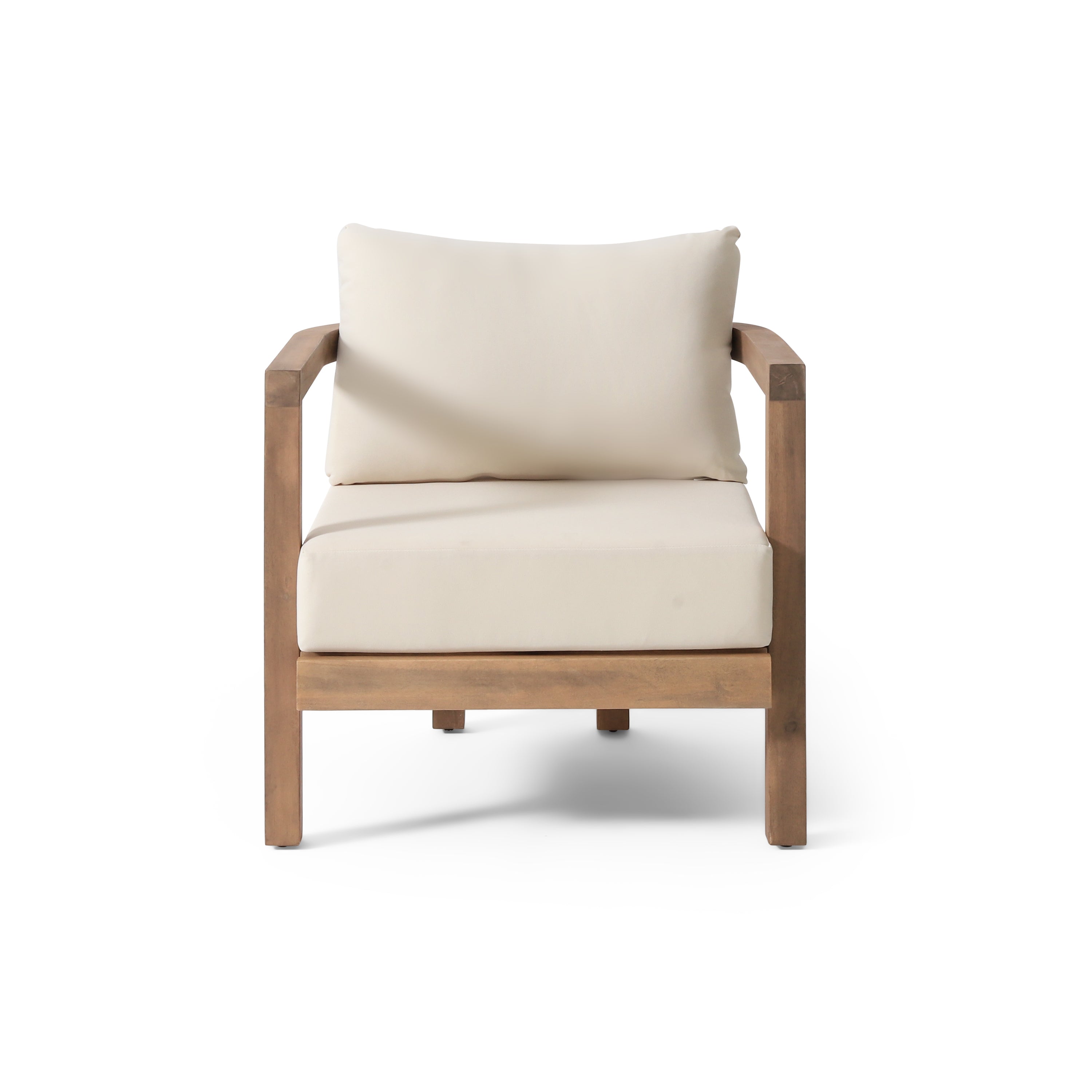 Outdoor Club Chair with Slat Panel Design and Back Cushion