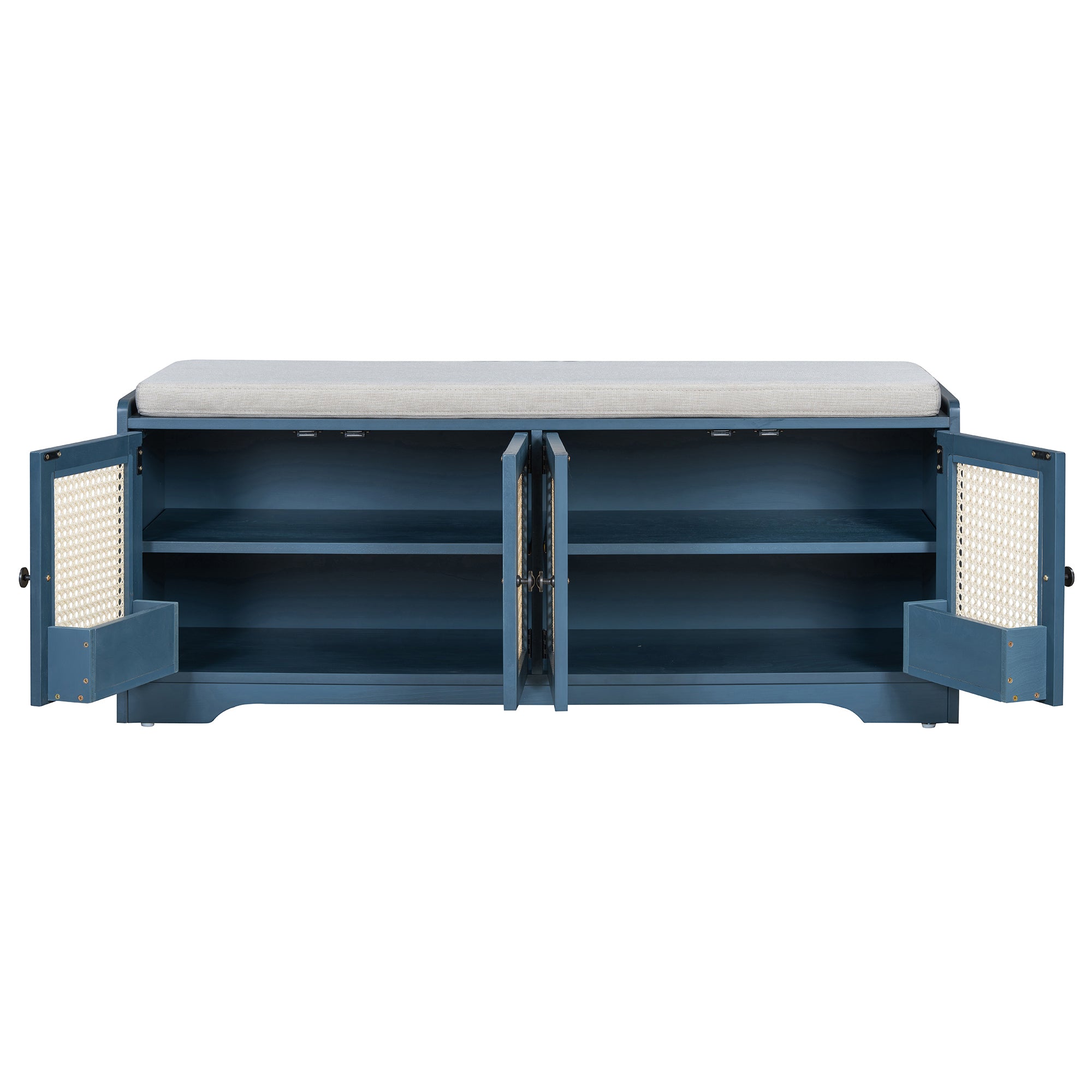 Storage Bench with Rattan Doors
