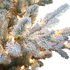 7.5 ft Pre-lit Flocked Hillside Spruce Artificial Christmas Tree with Clear Lights & Metal Stand