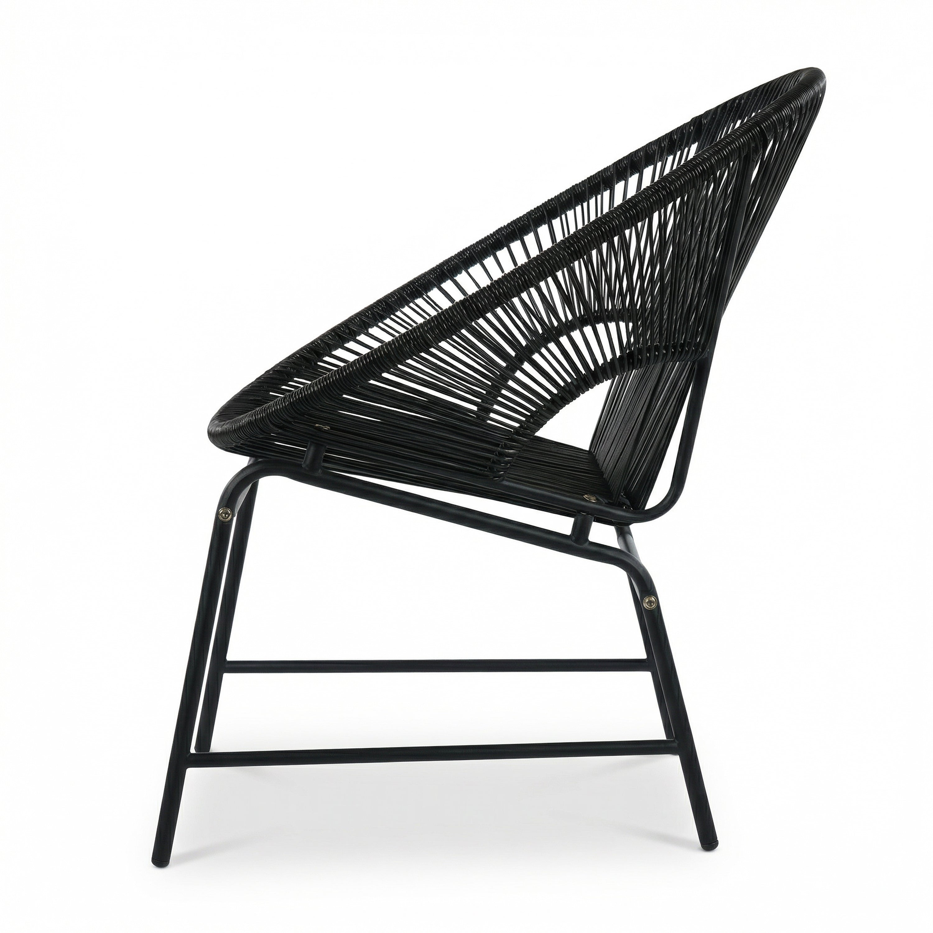 NUSA OUTDOOR PATIO 4-PCS CHAT SET, TEAL PE RATTAN & IRON FRAM FURNITURE, ACACIA WOOD TABLE