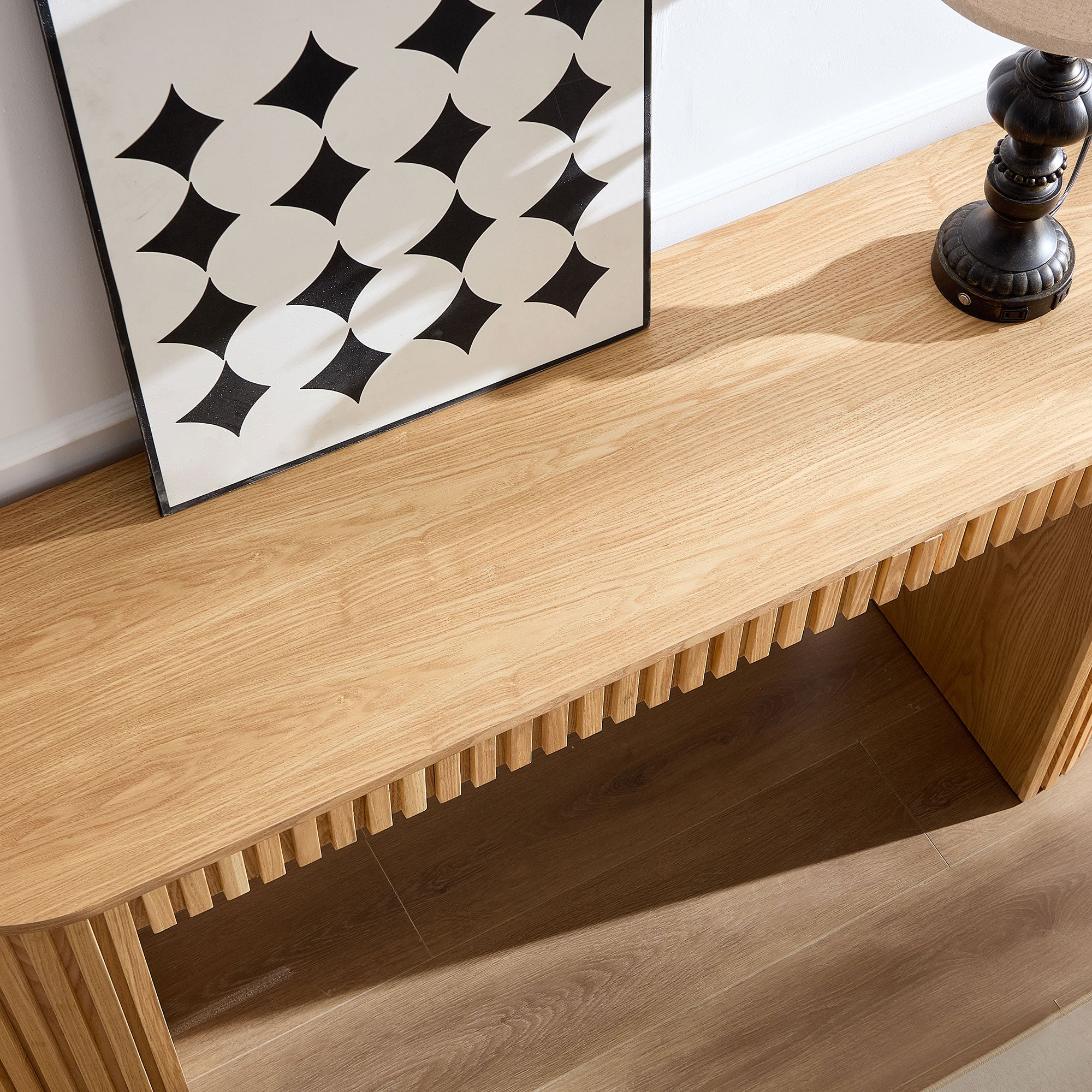 Mariposa Console Table with Drawer and Unique Vertical Stripe Design