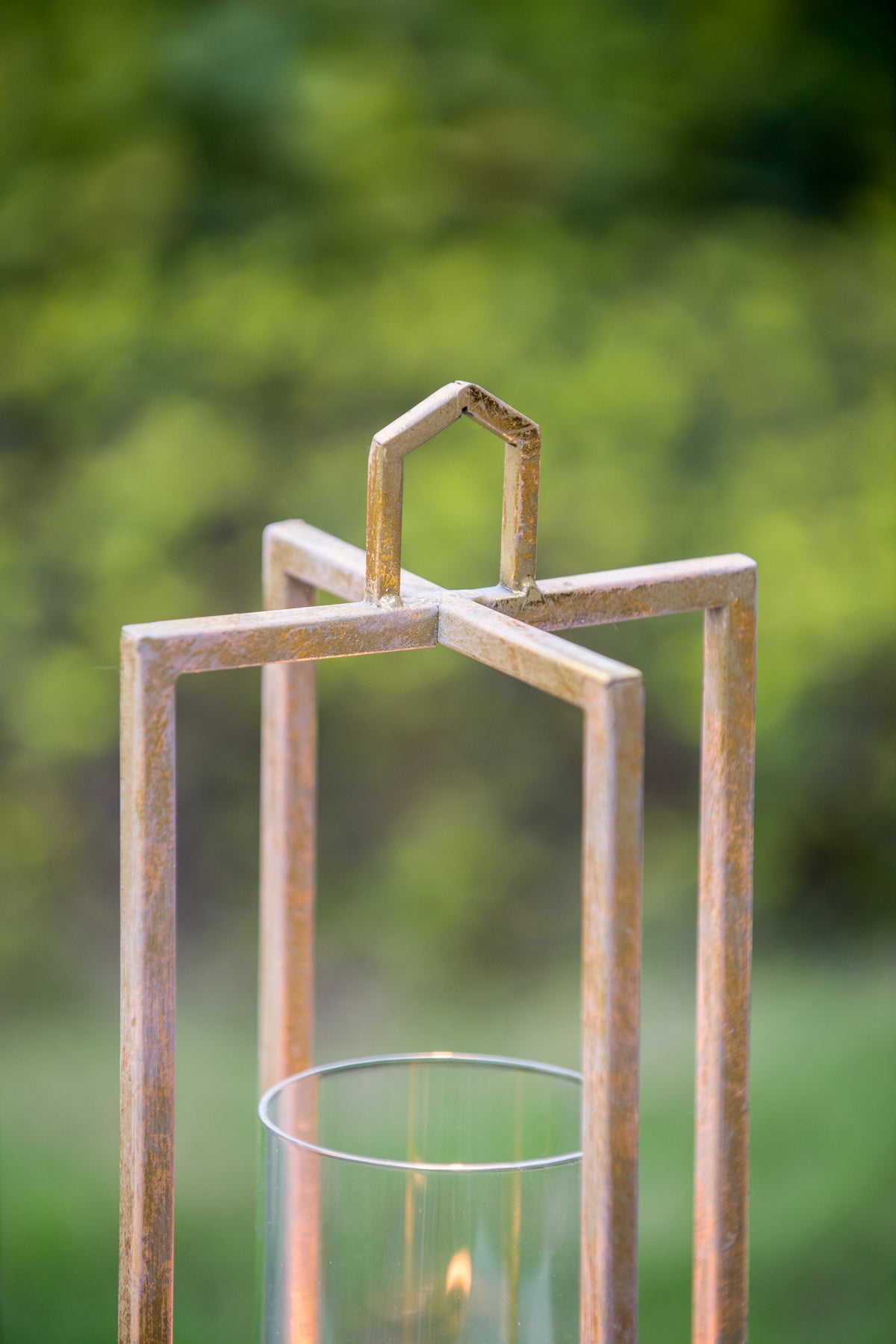 Open Face Gold Candleholder Lanterns, Set of 3