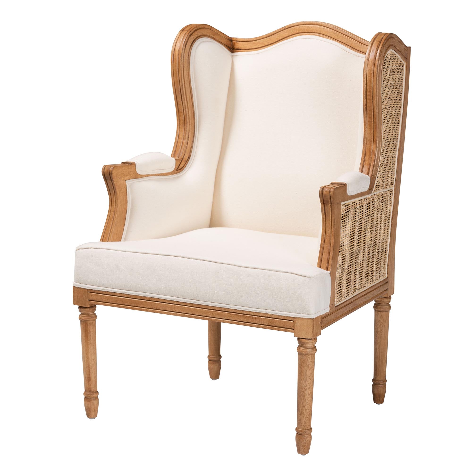 Traditional French Honey Oak Finished Wood Accent Chair