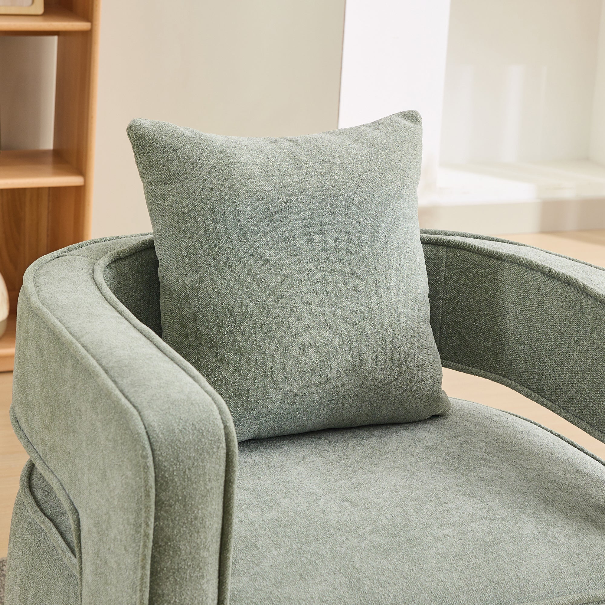 Fernleigh Swivel Accent Open Back Barrel Chair With Weathered Base