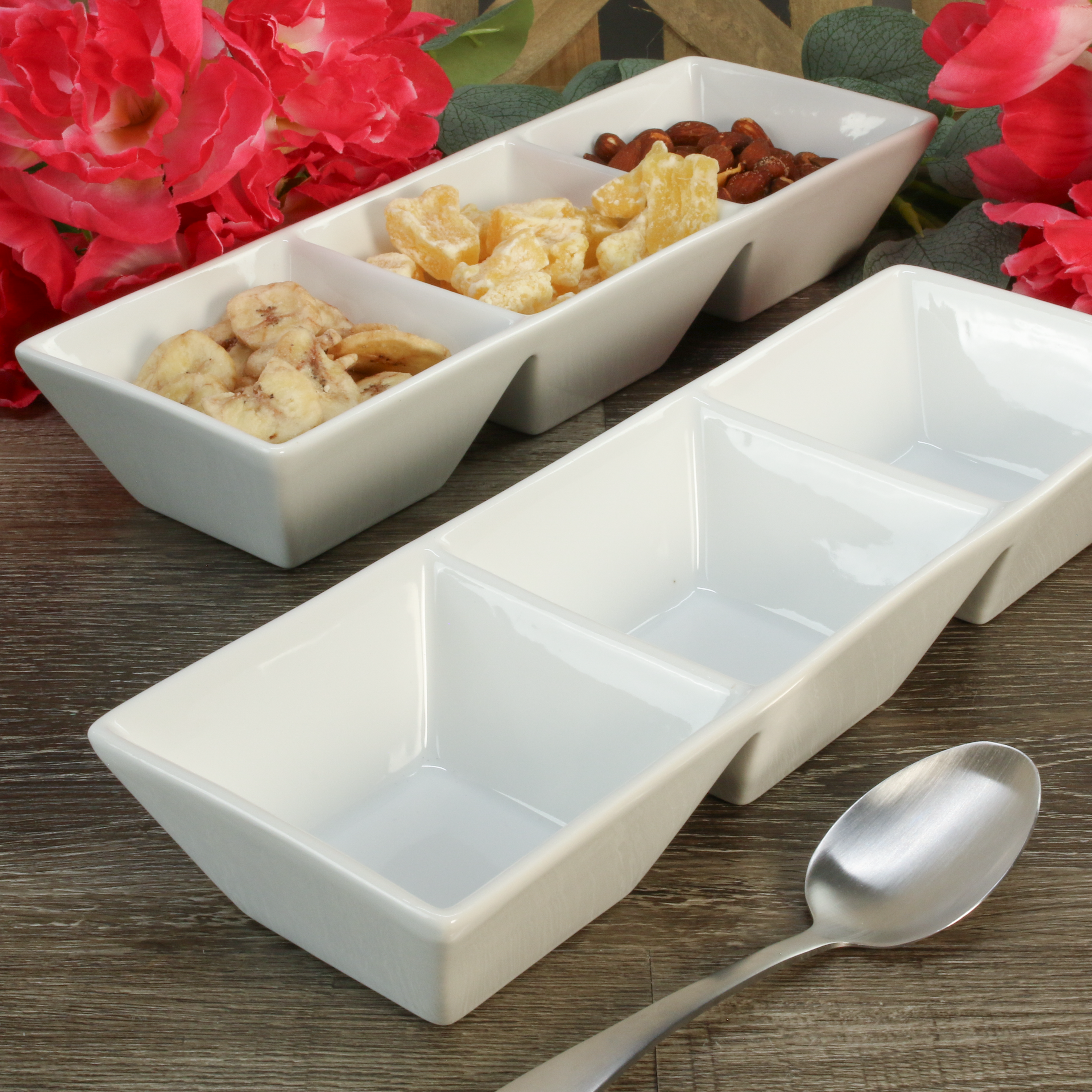 Three Compartment Square Server, Set of 2