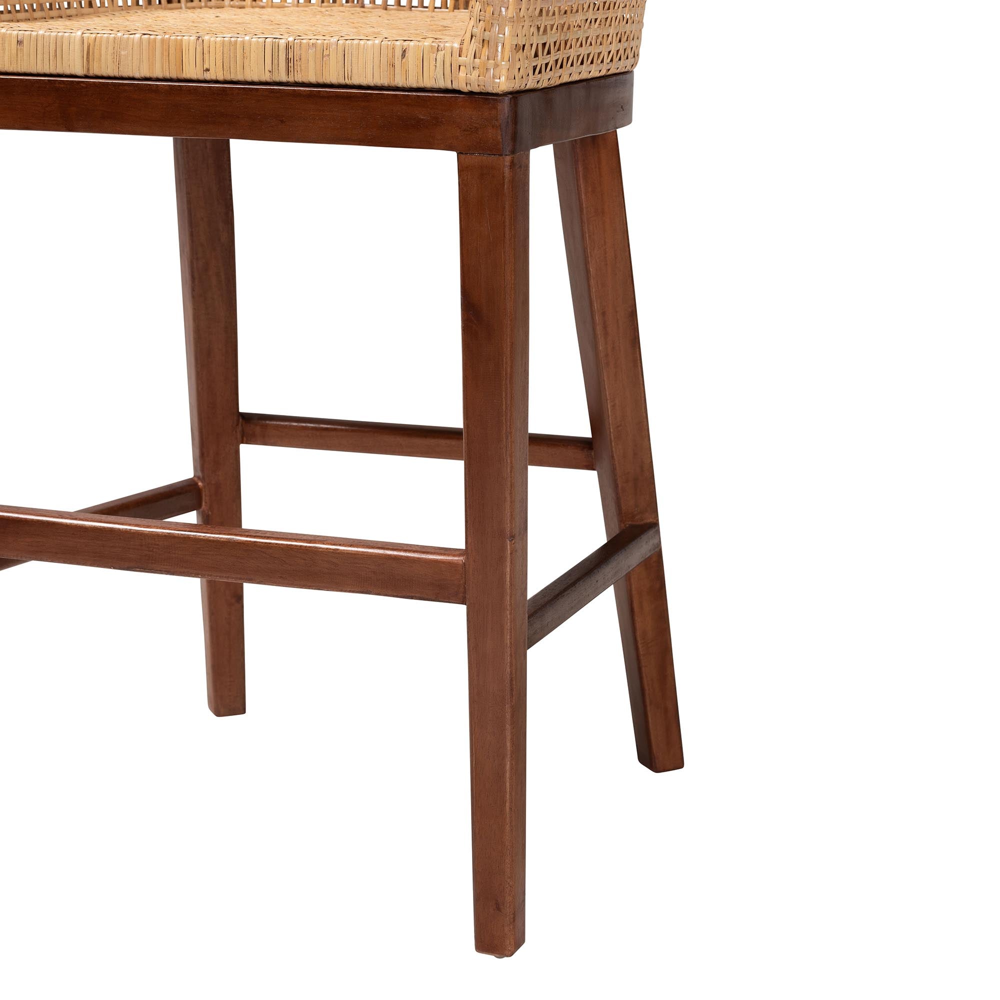 Brittney Rattan and Acacia Wood Counter Stool