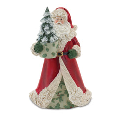 Santa Figurine with Lantern and Pine Tree (Set of 2)