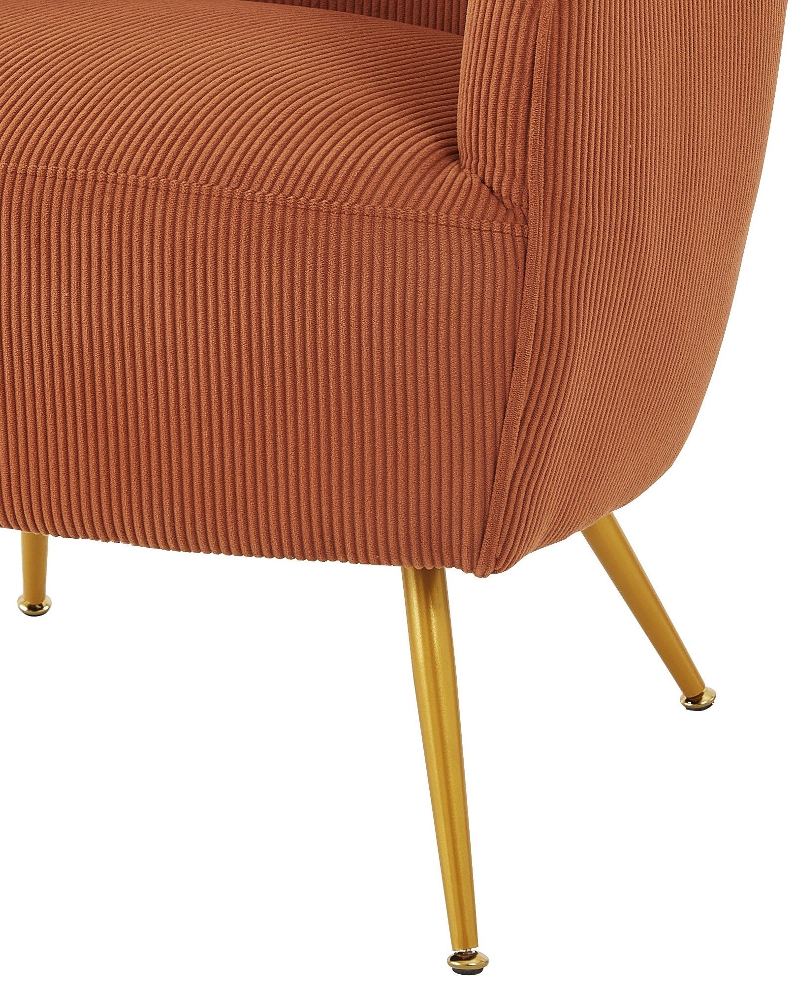 Corduroy Accent Chair with Gold Metal Legs, Modern Upholstered Armchair, Comfy Barrel Chair for Living Room Bedroom