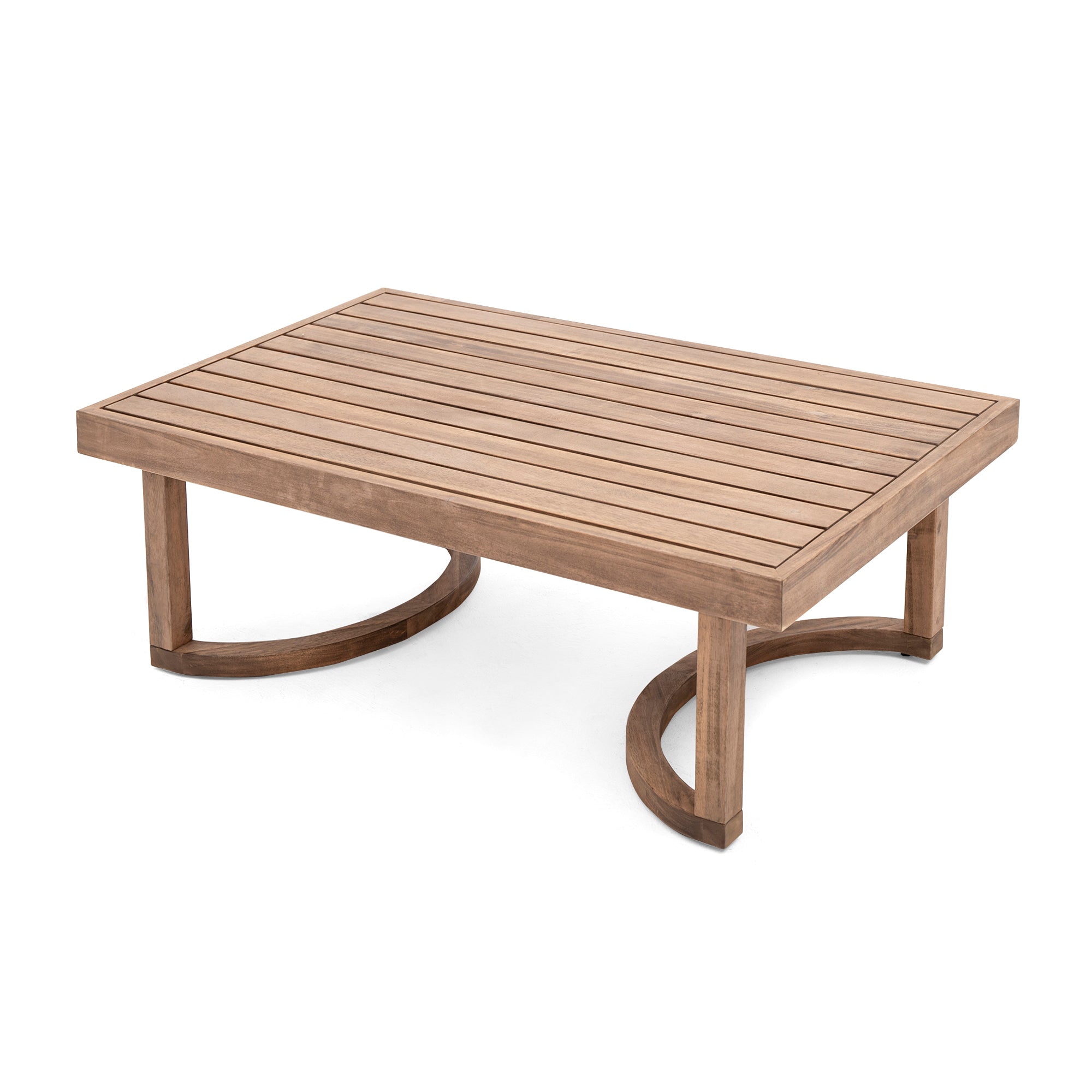 2-Piece Patio Set with Open Back Loveseat and Wooden Coffee Table