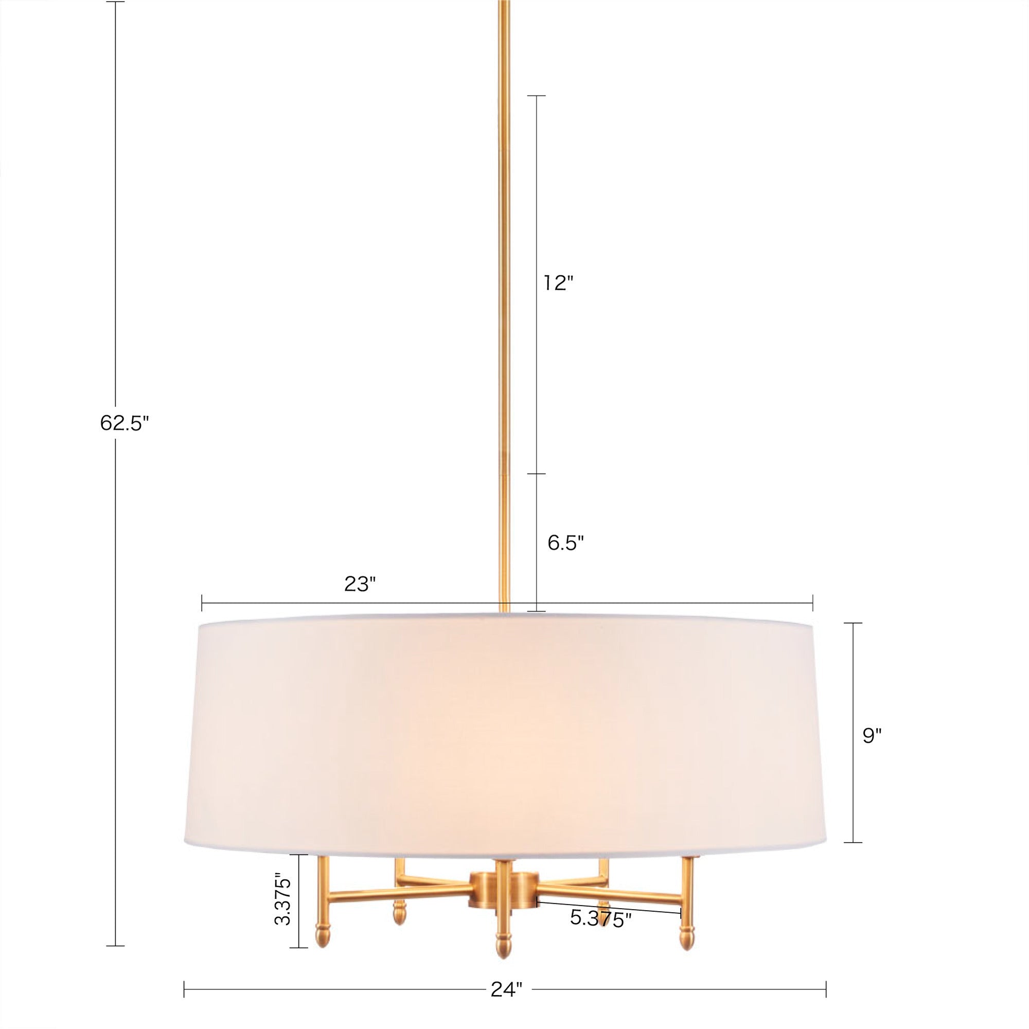 5-Light Pendant Light with Tiltable Drum Shade