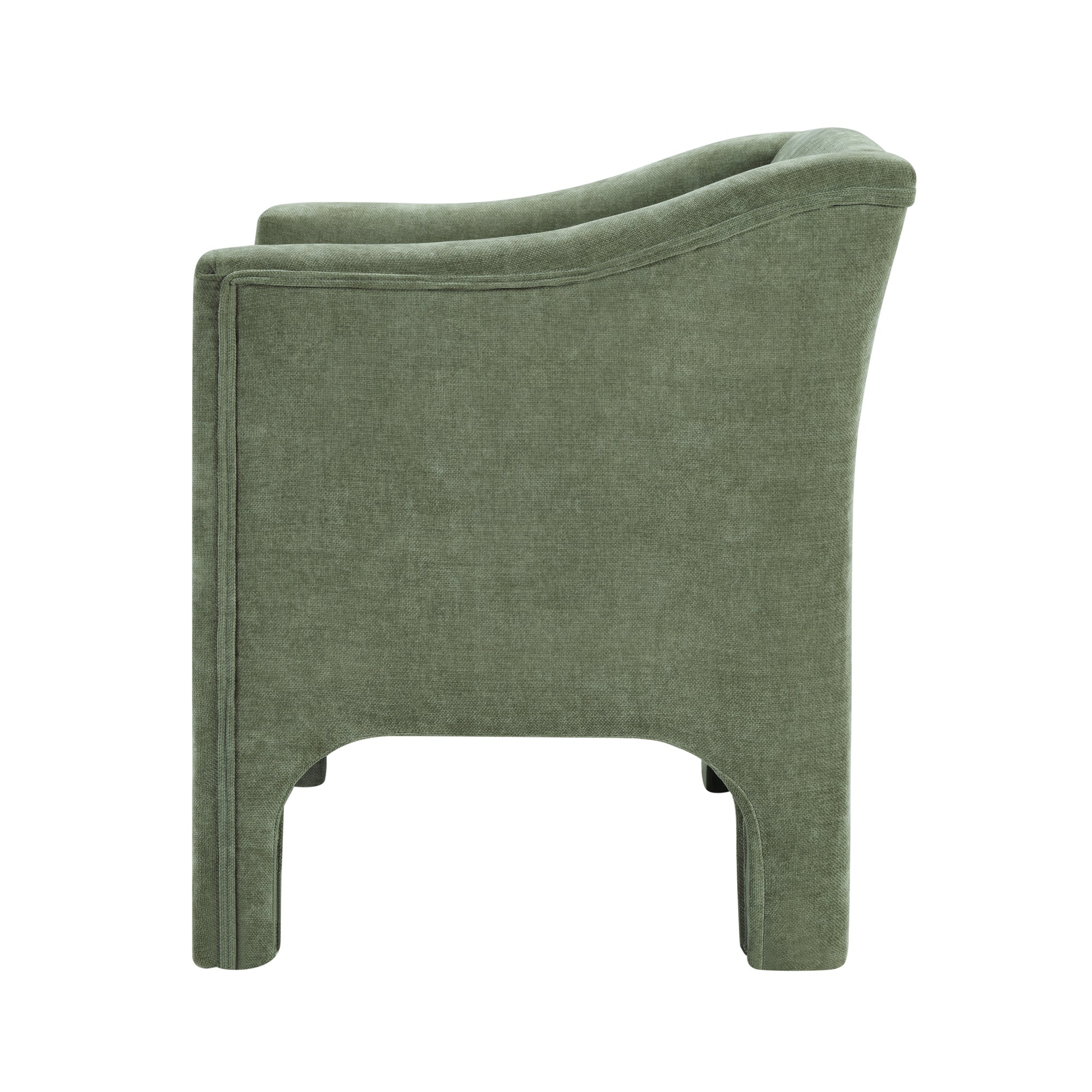 Modern Chenille Barrel Accent Chair with Enclosed Arms