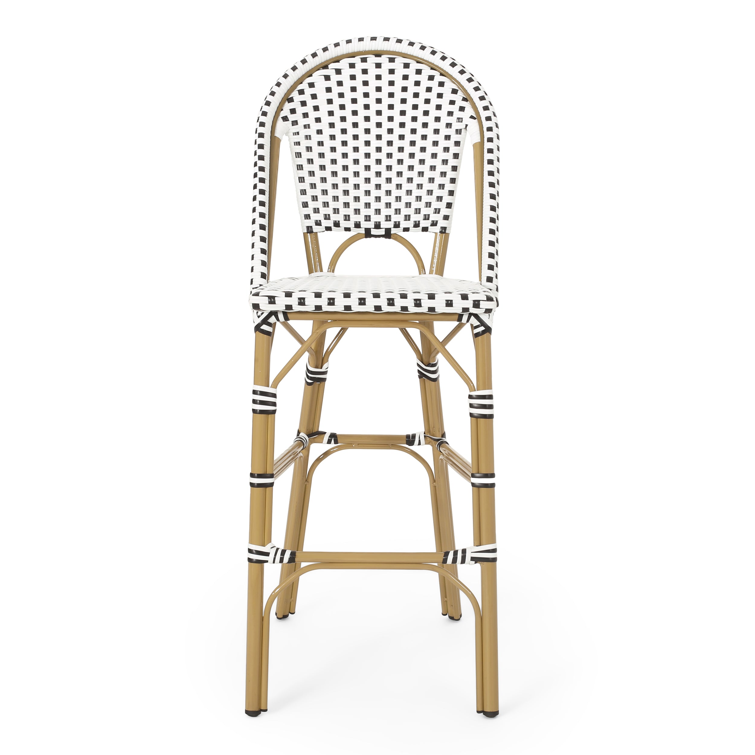 Solara French Bistro Outdoor Rattan Barstool, Set of 2