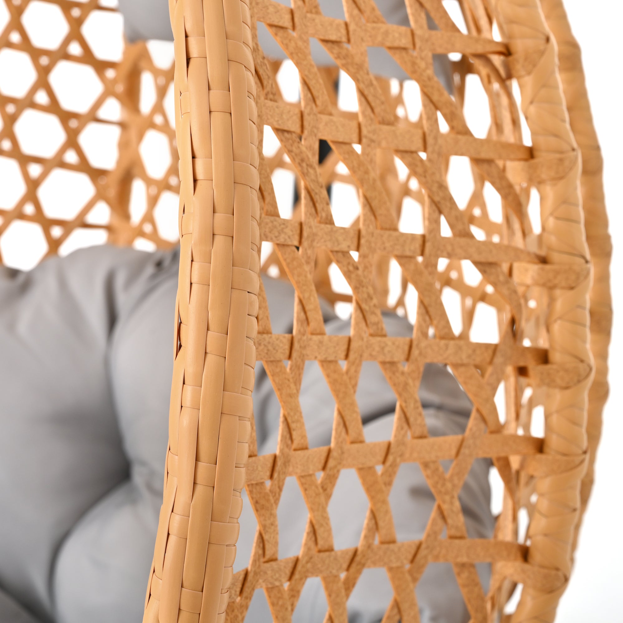 Hanging Swinging Egg Chair with Rattan Weaving, Base Included