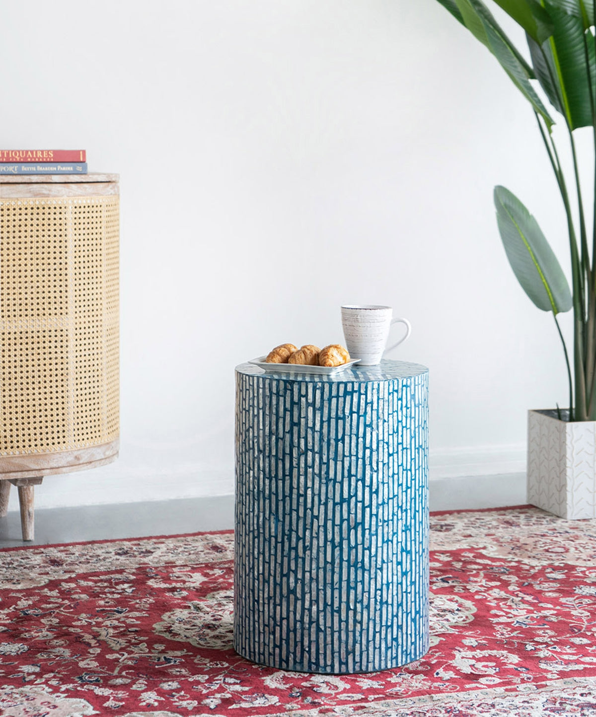Blue Capiz Accent Stool/Table