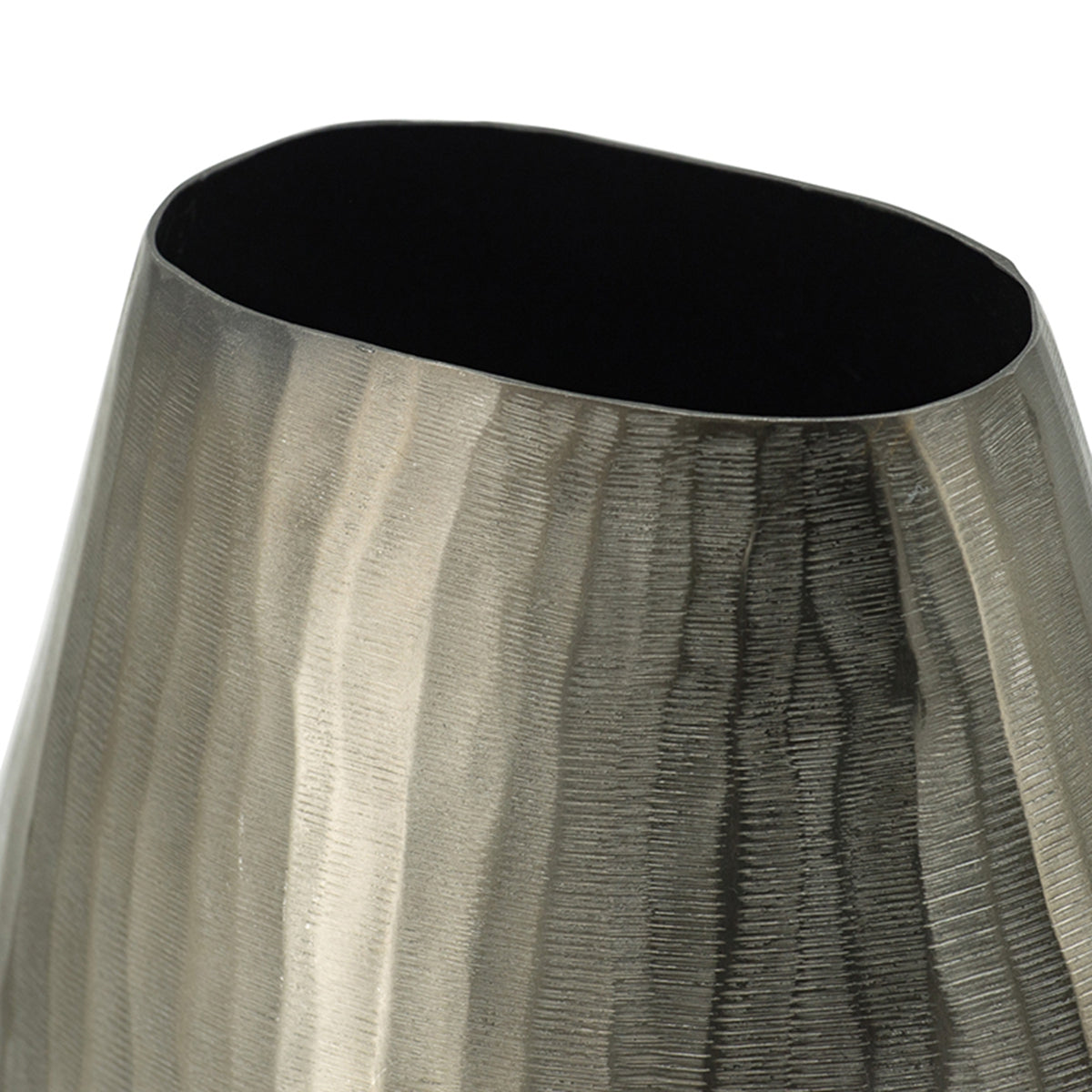 Large Aluminum Layered Chisel Oval Vase