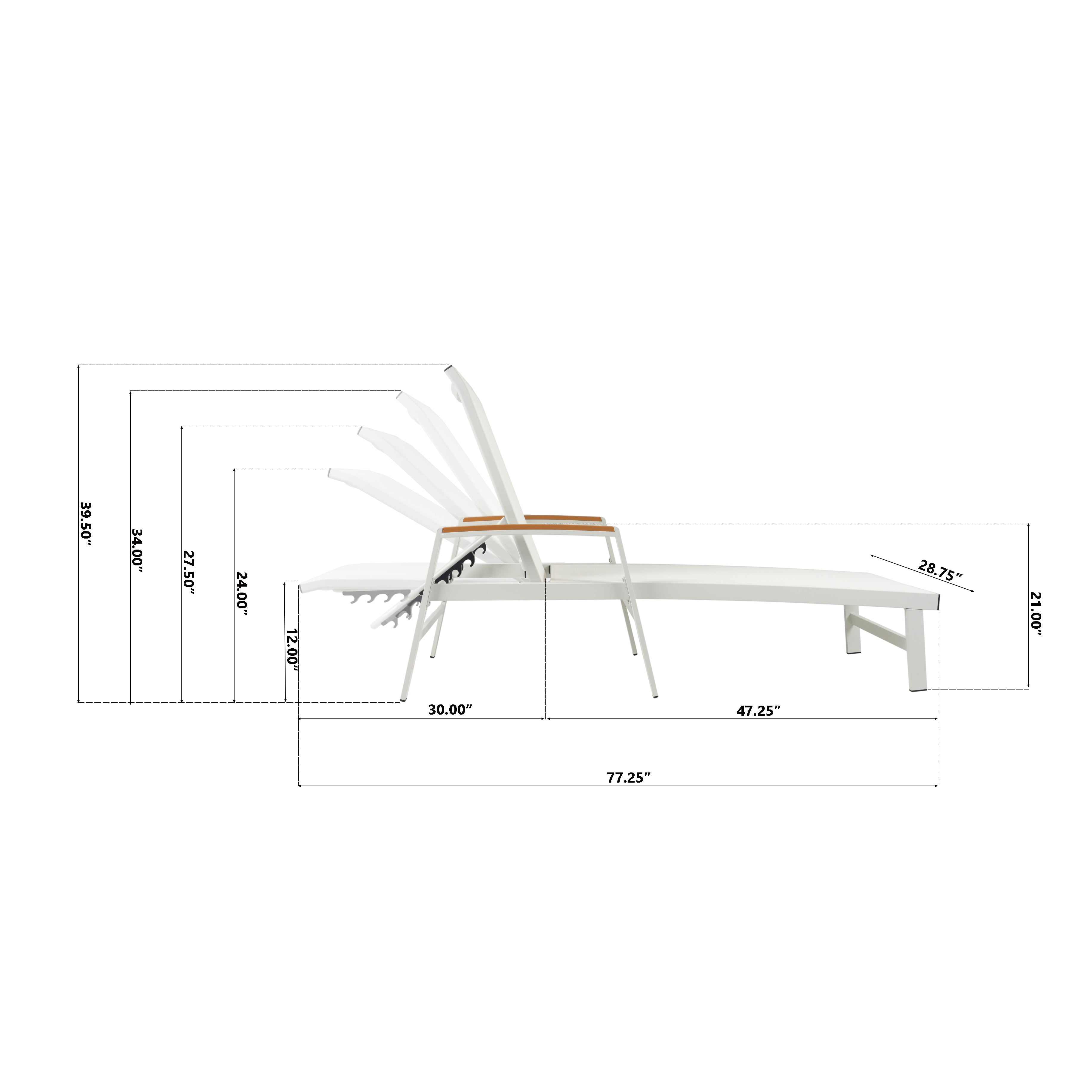Wavellite Outdoor Chaise Lounges with Aluminum Frame and Mesh Seating