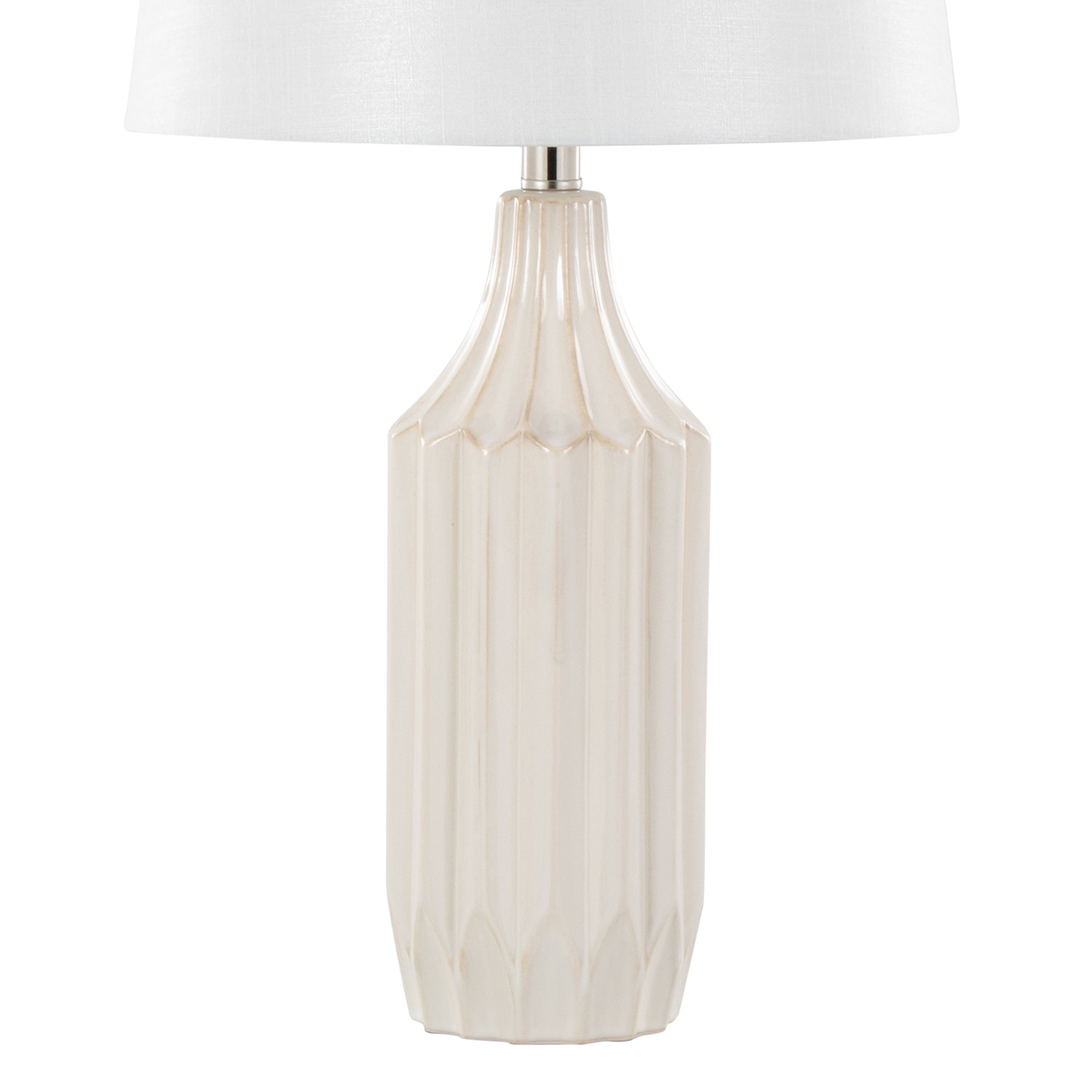 23" Table Lamp with Gloss Ceramic Base and Linen Shade