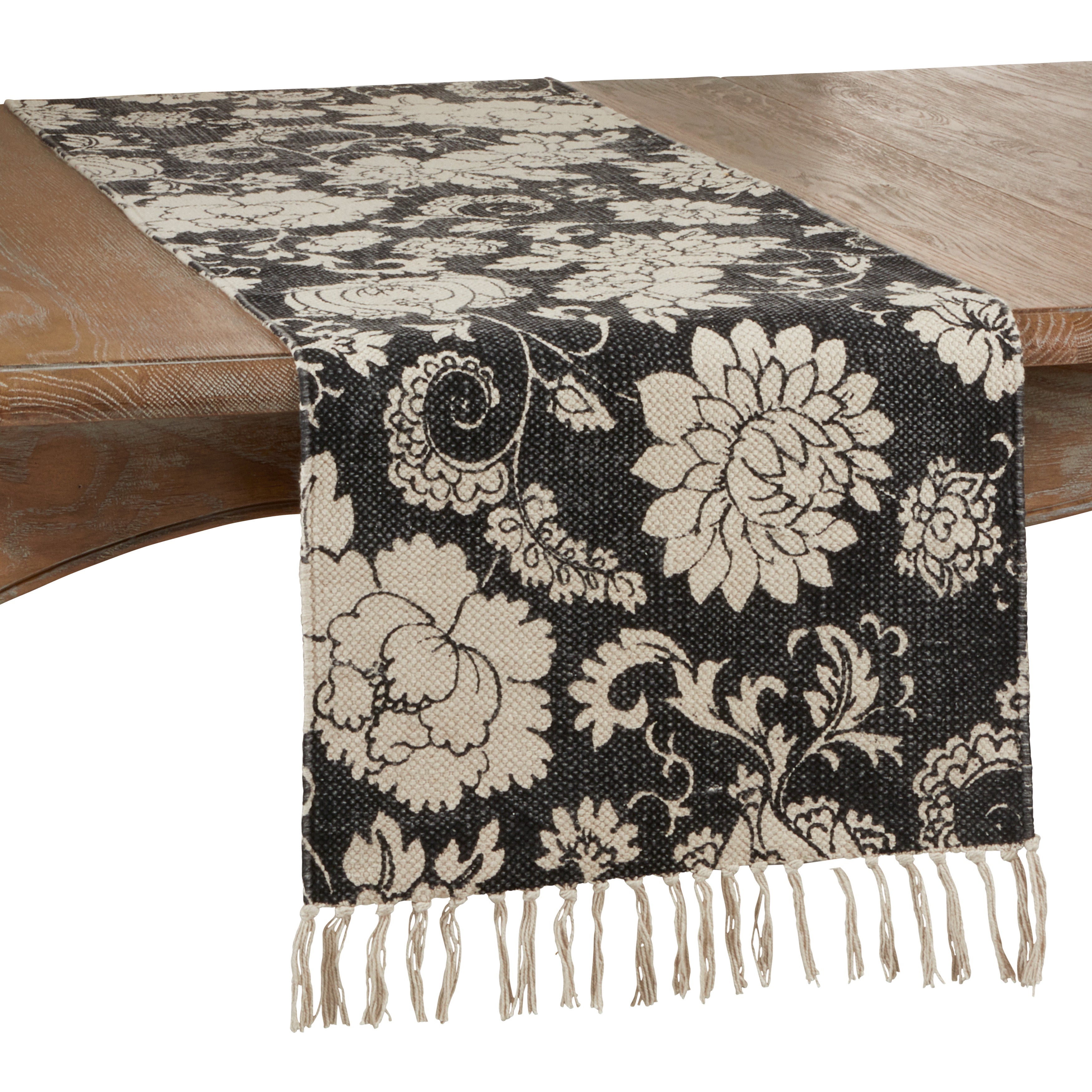 Floral Design Fringed Table Runner