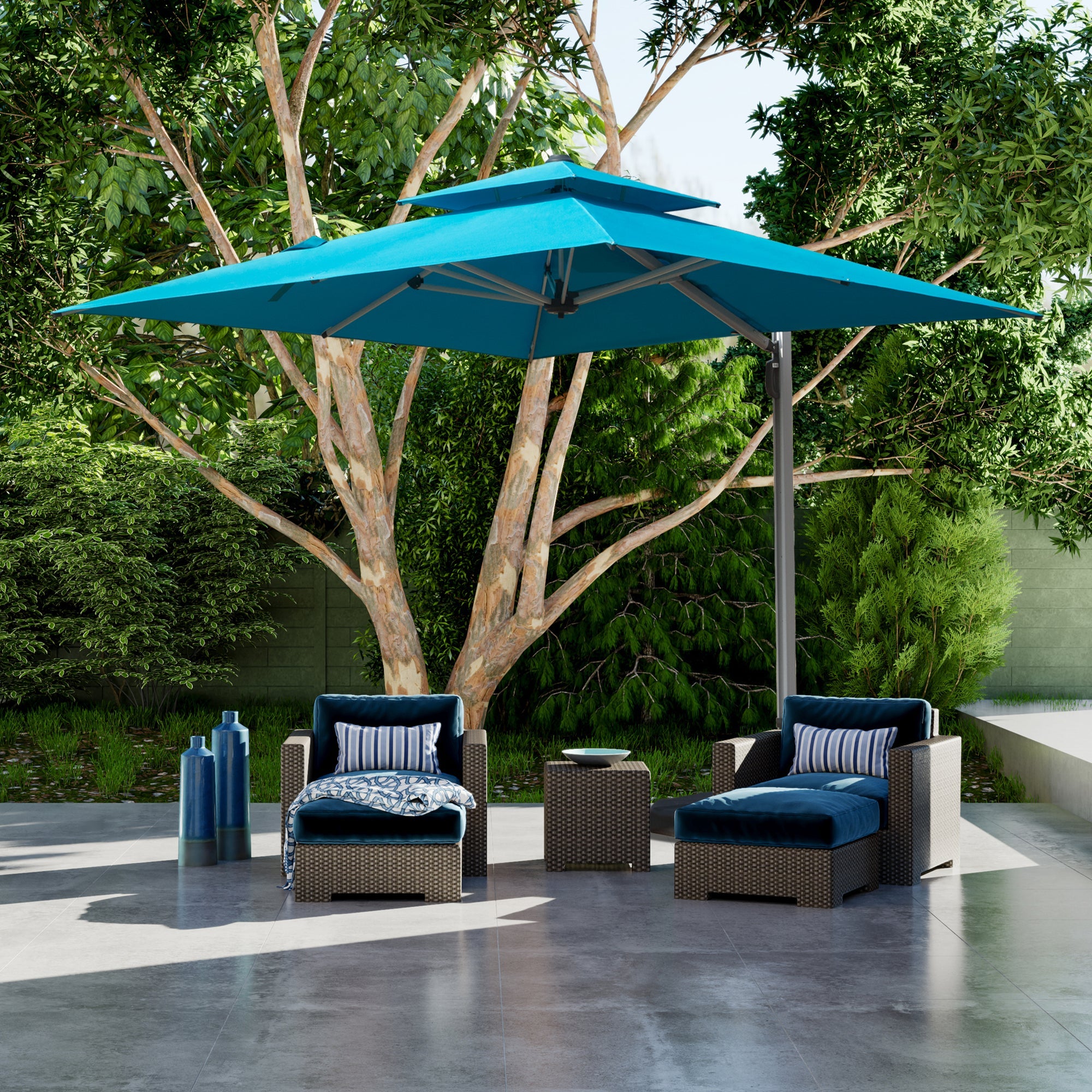 9' Aluminum Cantilever Tilt Patio Umbrella with Center Pole, Base Not Included