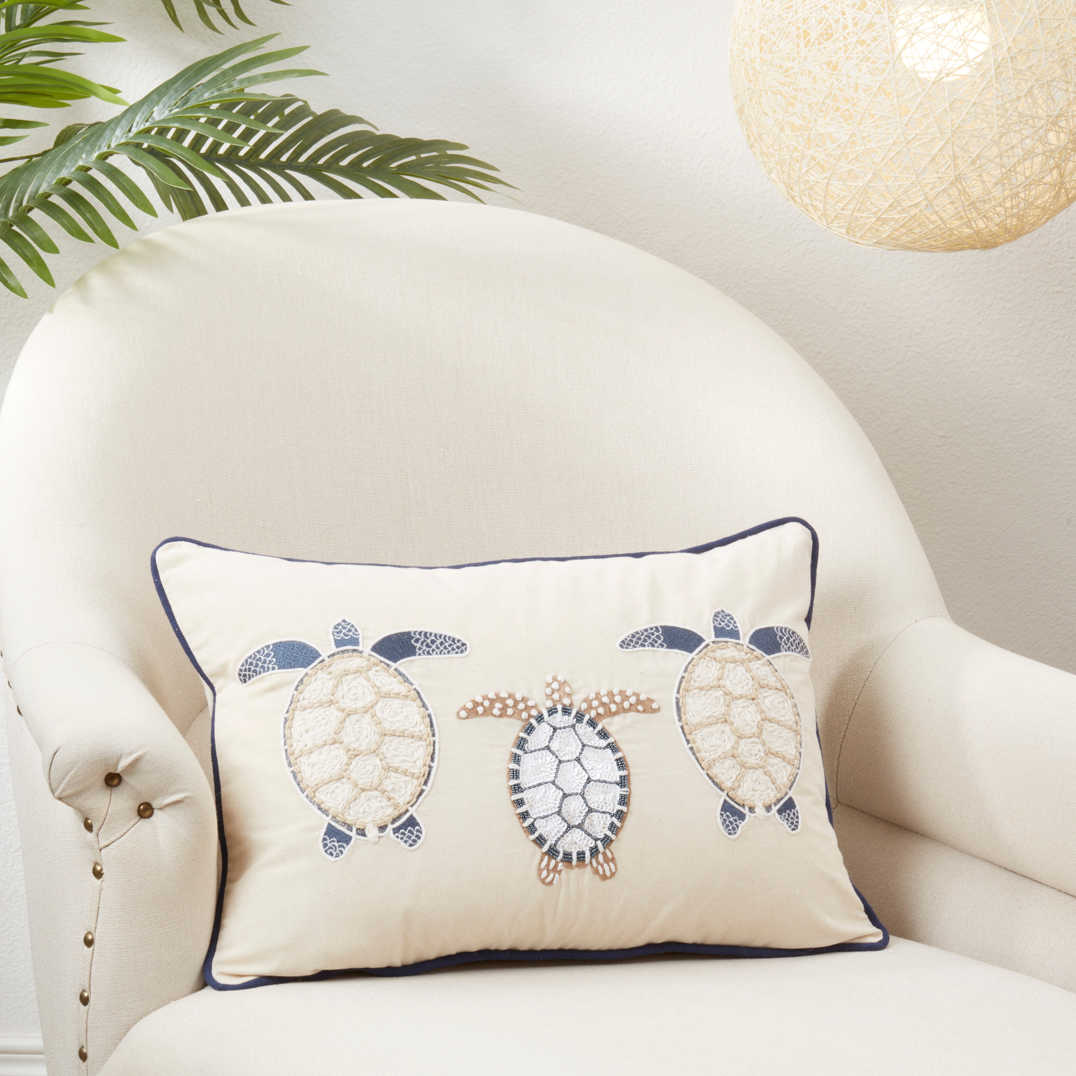 Aquatic Dreams Turtle Poly Filled Throw Pillow