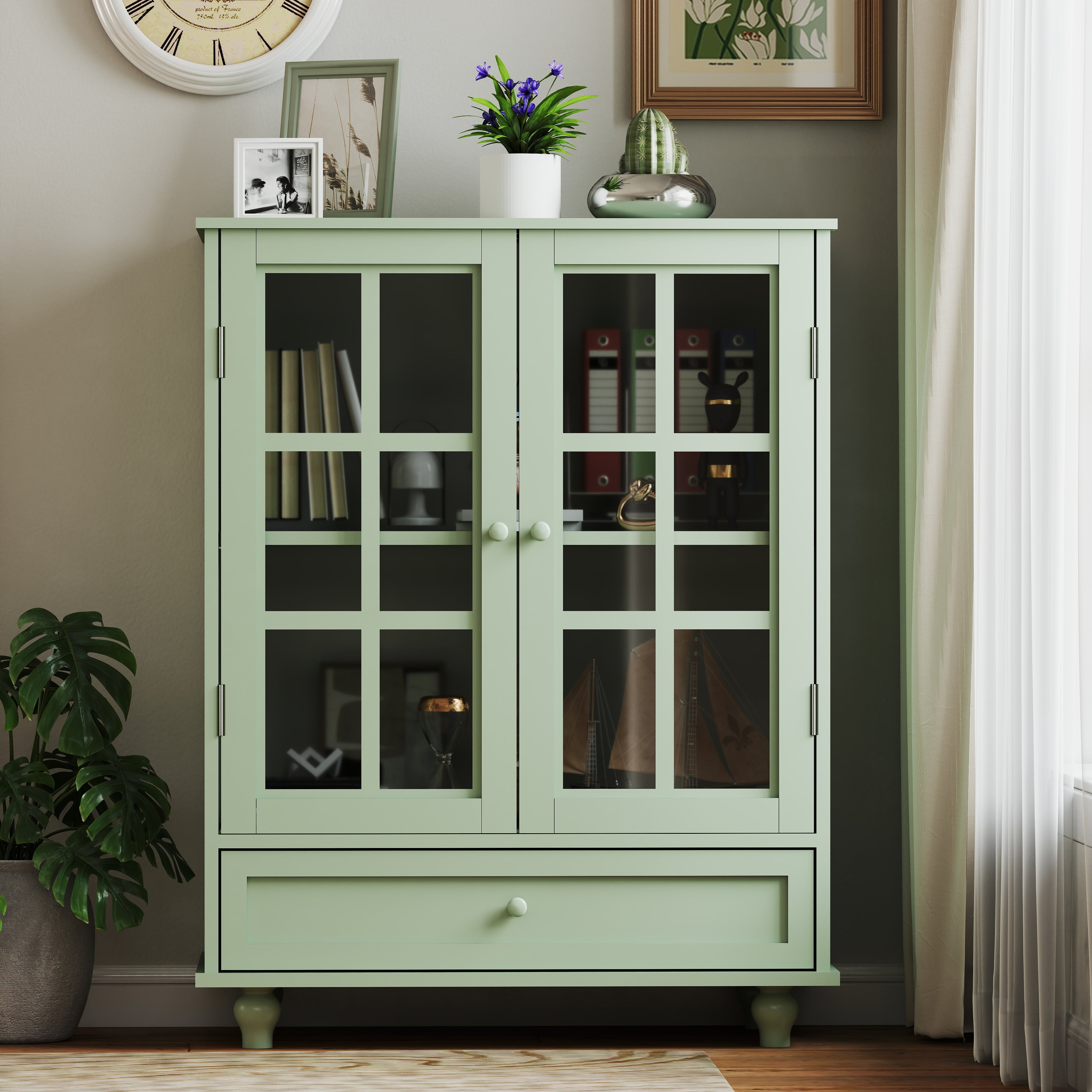 Double Glass Door Accent Cabinet