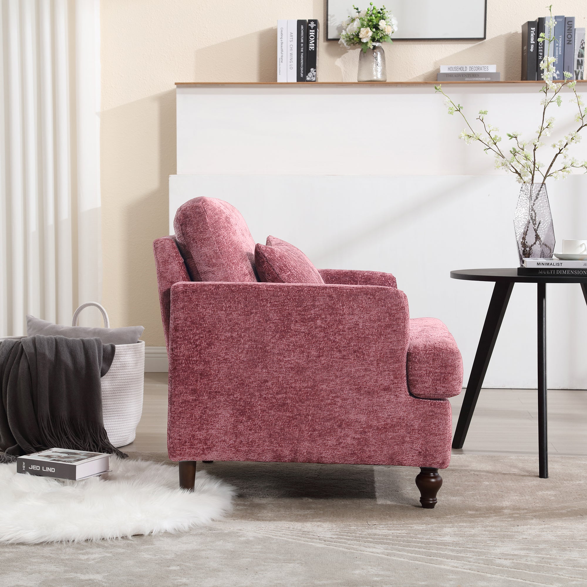 Chenille Tufted Upholstered Club Accent Chair