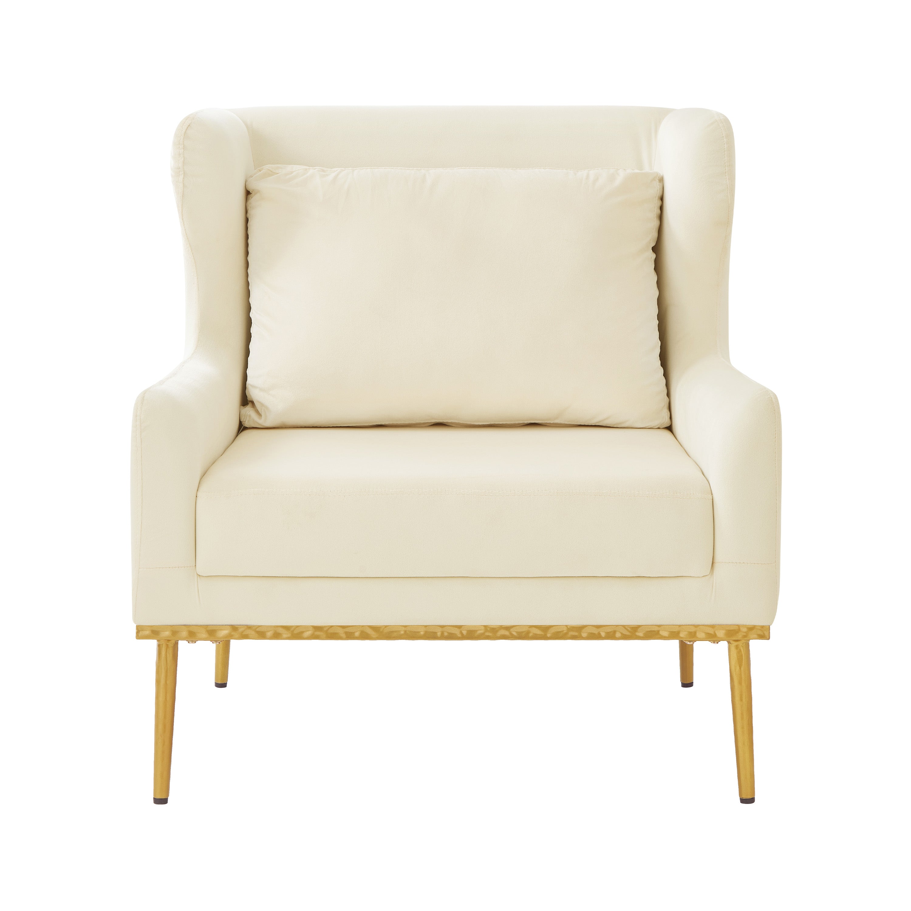 Modern Velvet Accent Chair with Arms and Gold Tone Legs