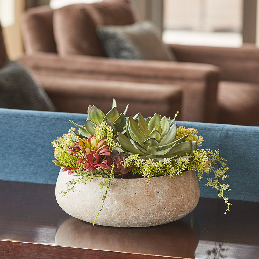 Faux Succulent Round Plant Potted Arrangement