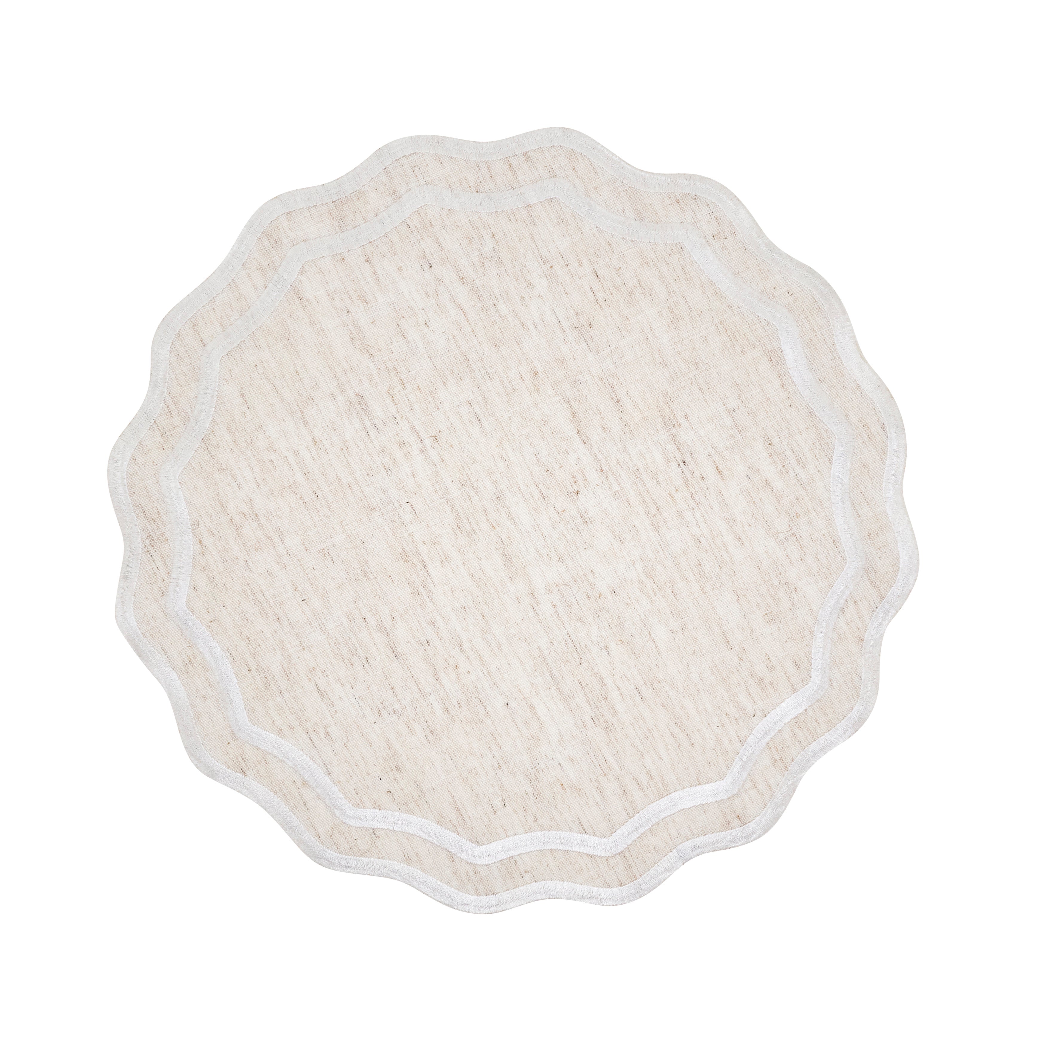 Round Eco Scallop Border Placemat, Set of 4