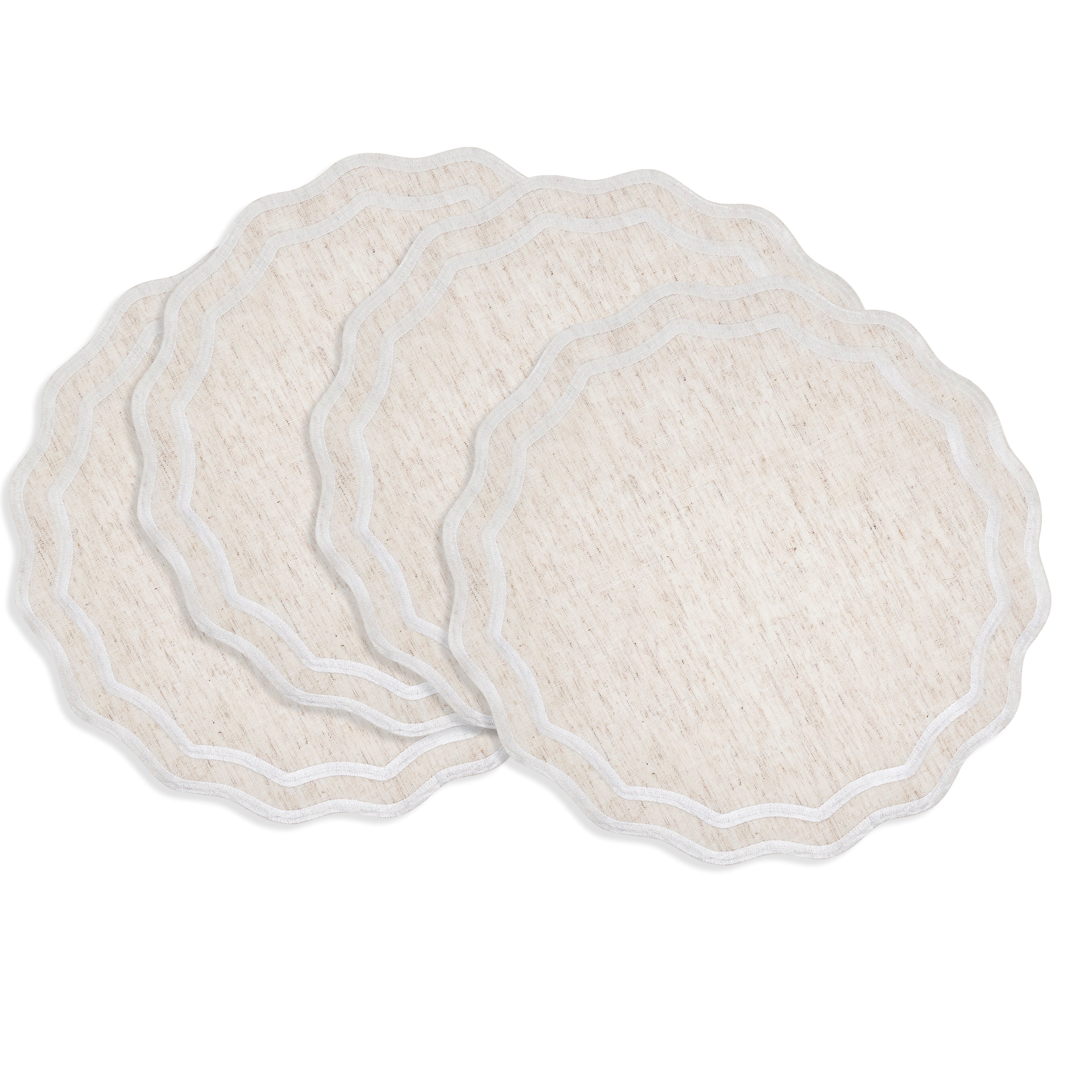 Round Eco Scallop Border Placemat, Set of 4