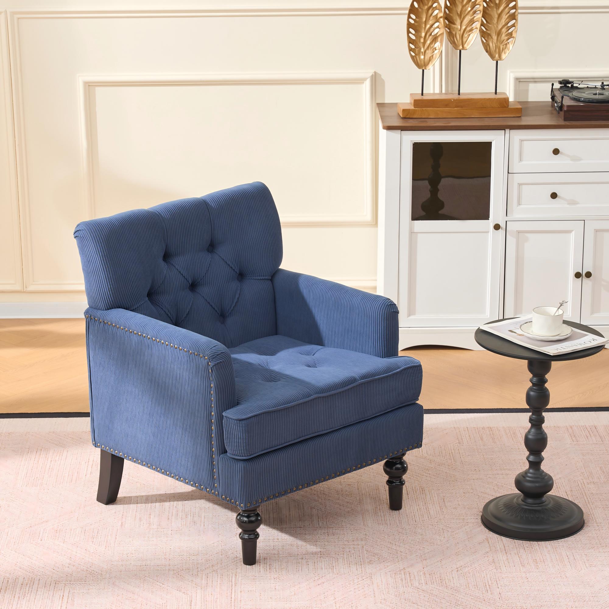 Upholstered Button-Tufted Club Accent Chair