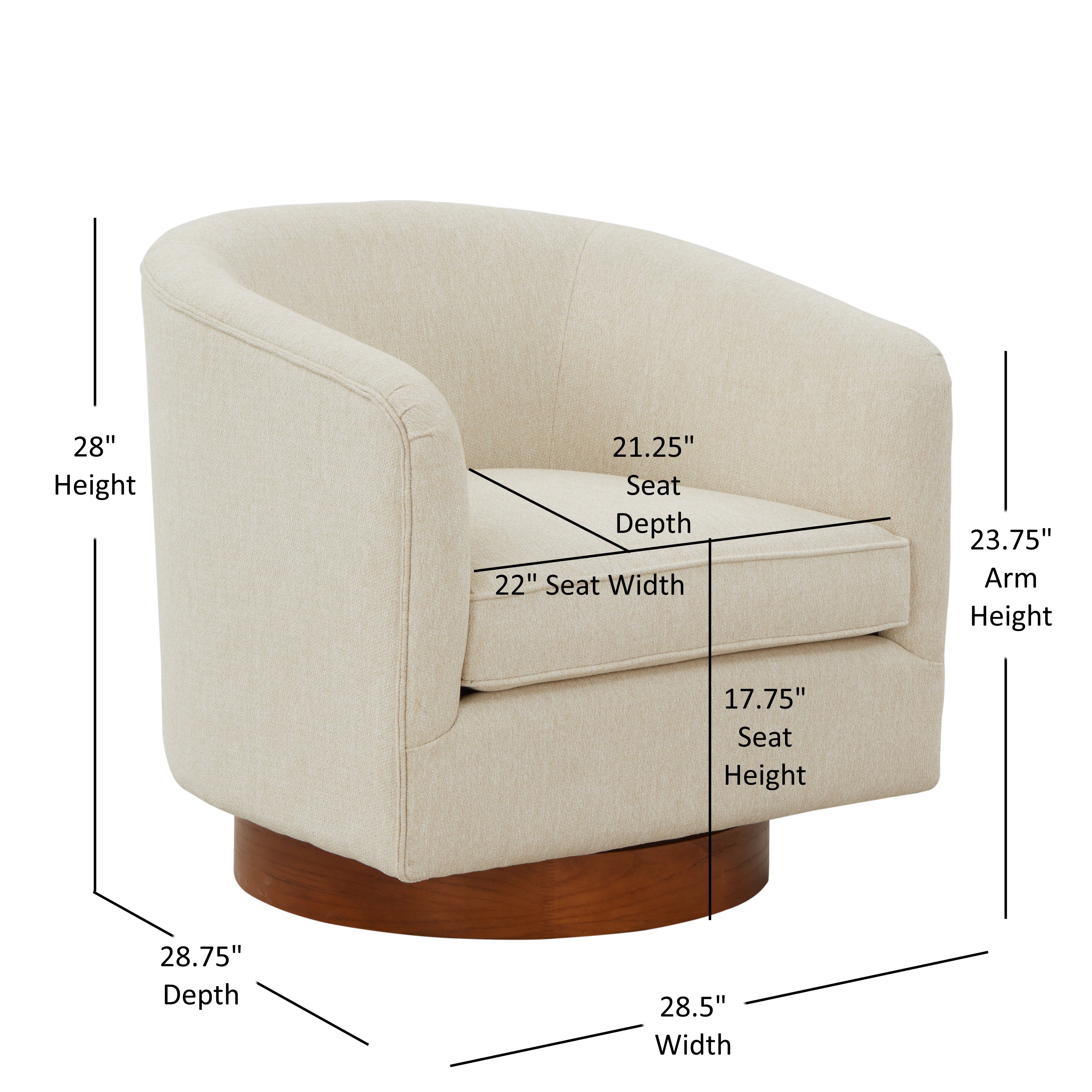 Miramar Swivel Club Accent Chair with Wood Base