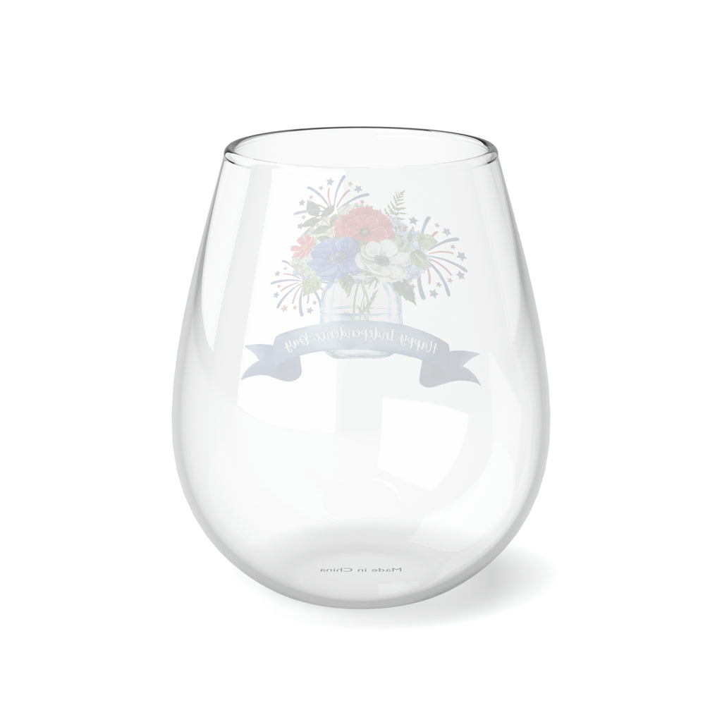 Happy Independence Day Stemless Wine Glass, 11.75oz