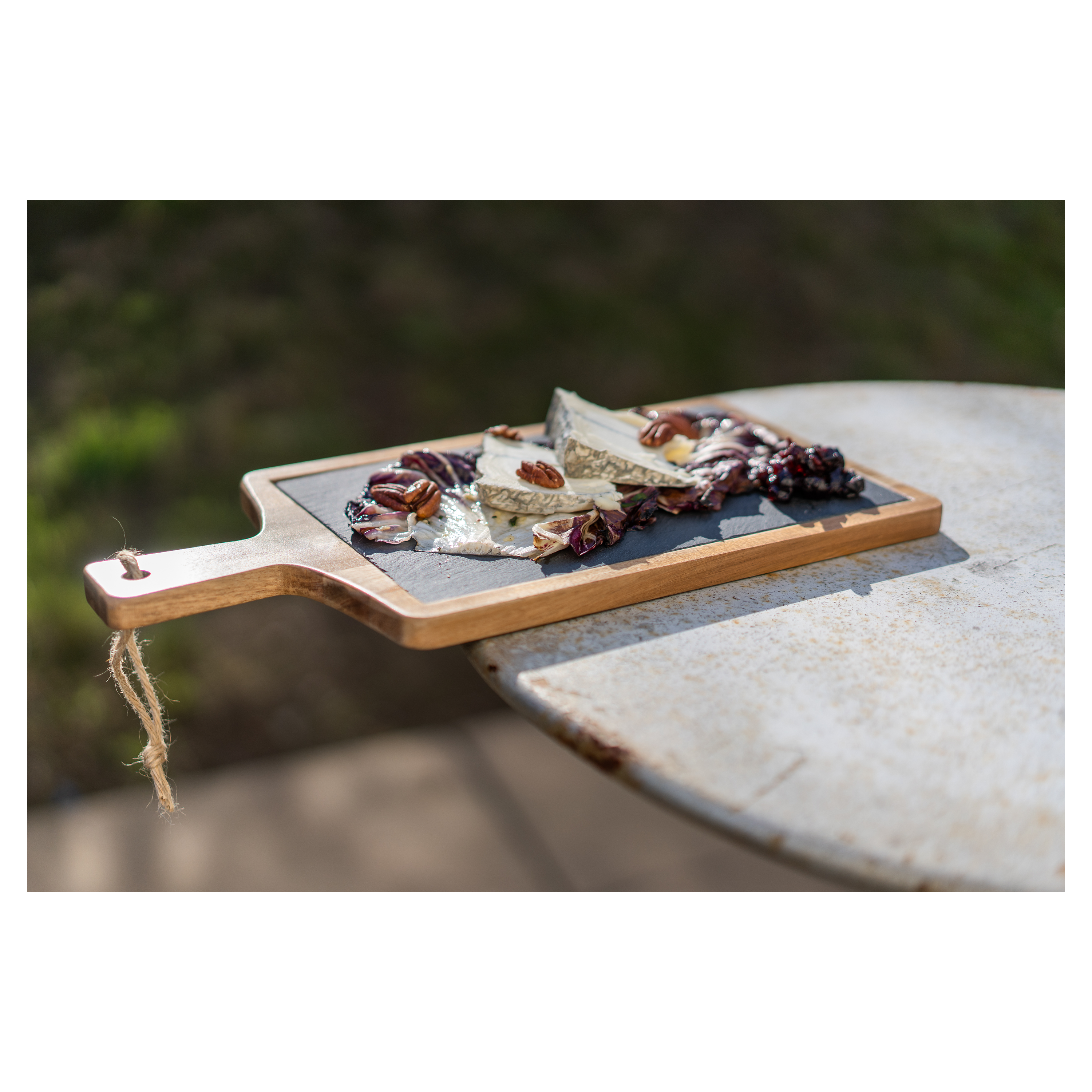 Rectangular Set of 3 Slate and Wood Serving Boards